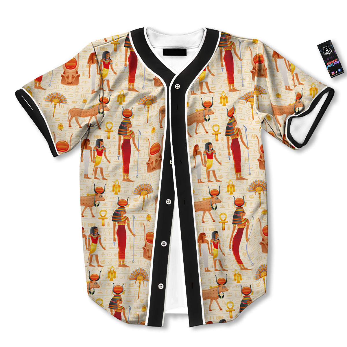 Egyptian Cow Hathor Goddess Print Pattern Baseball Jersey-grizzshop
