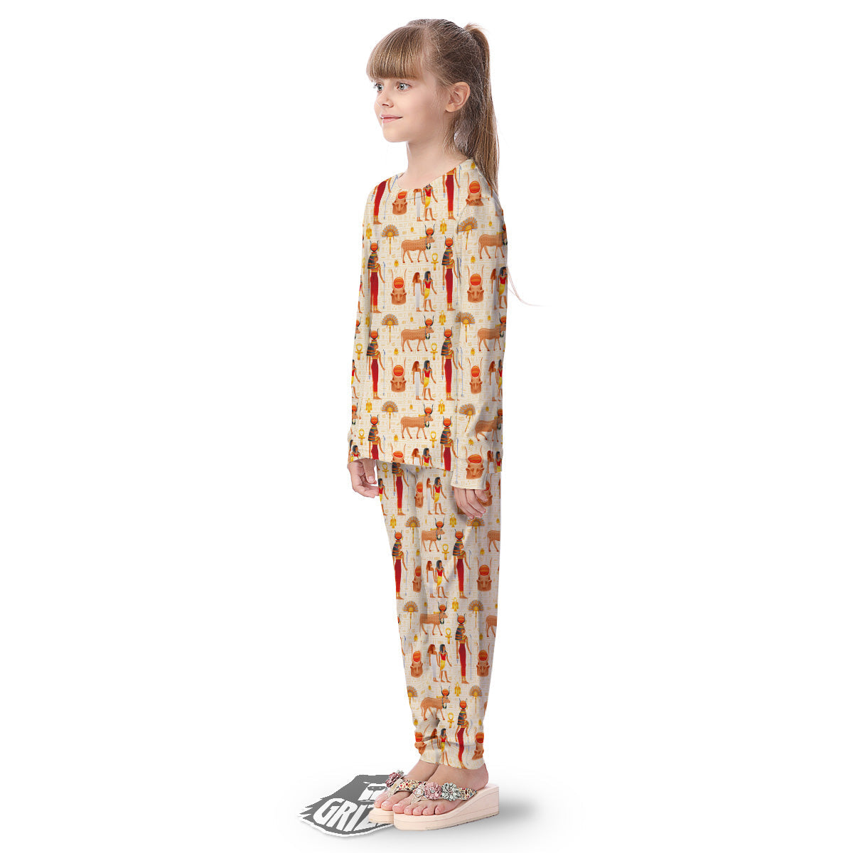 Egyptian Cow Hathor Goddess Print Pattern Kid's Pajamas-grizzshop