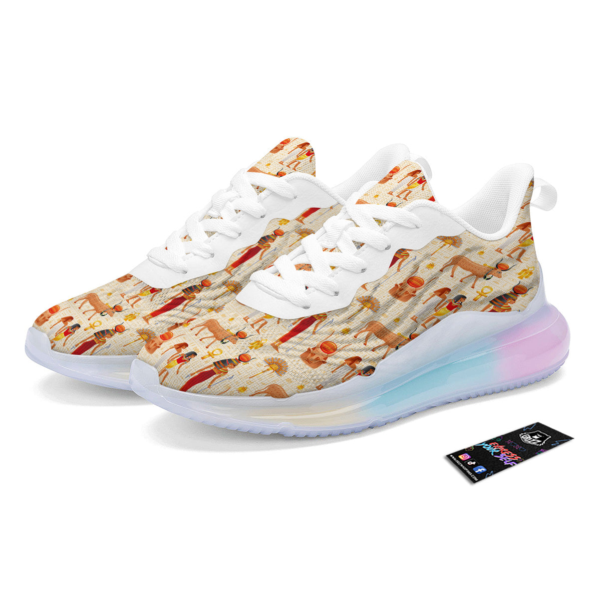 Egyptian Cow Hathor Goddess Print Pattern Running Sneakers-grizzshop