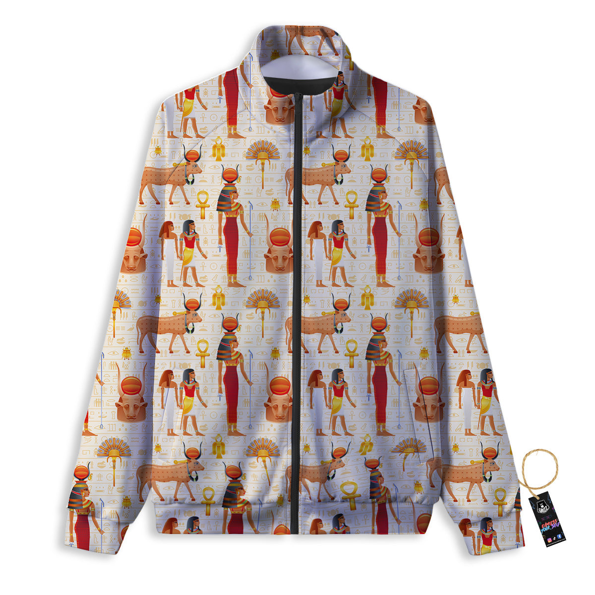 Egyptian Cow Hathor Goddess Print Pattern Track Jacket-grizzshop