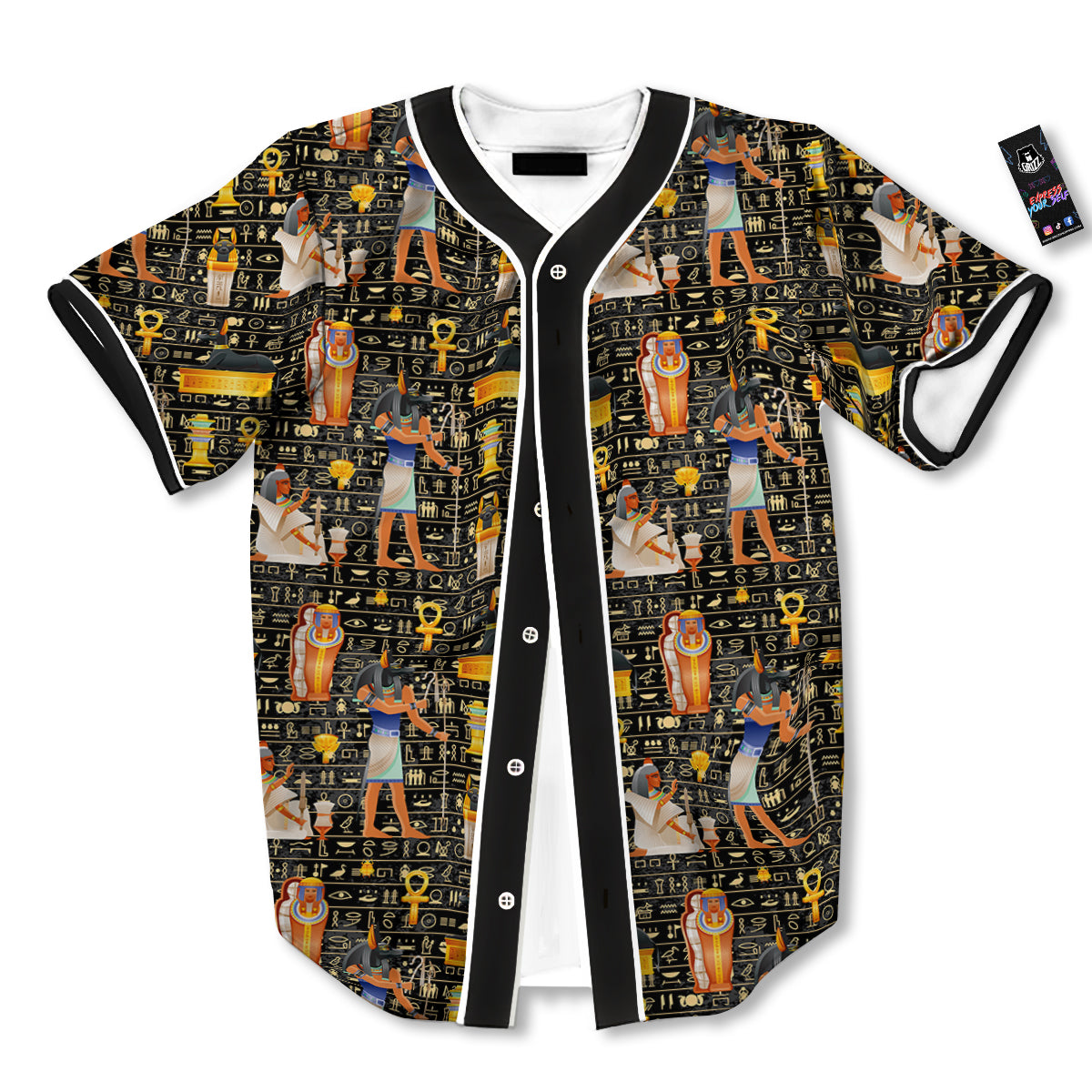 Egyptian Jackal Anubis God Print Pattern Baseball Jersey-grizzshop