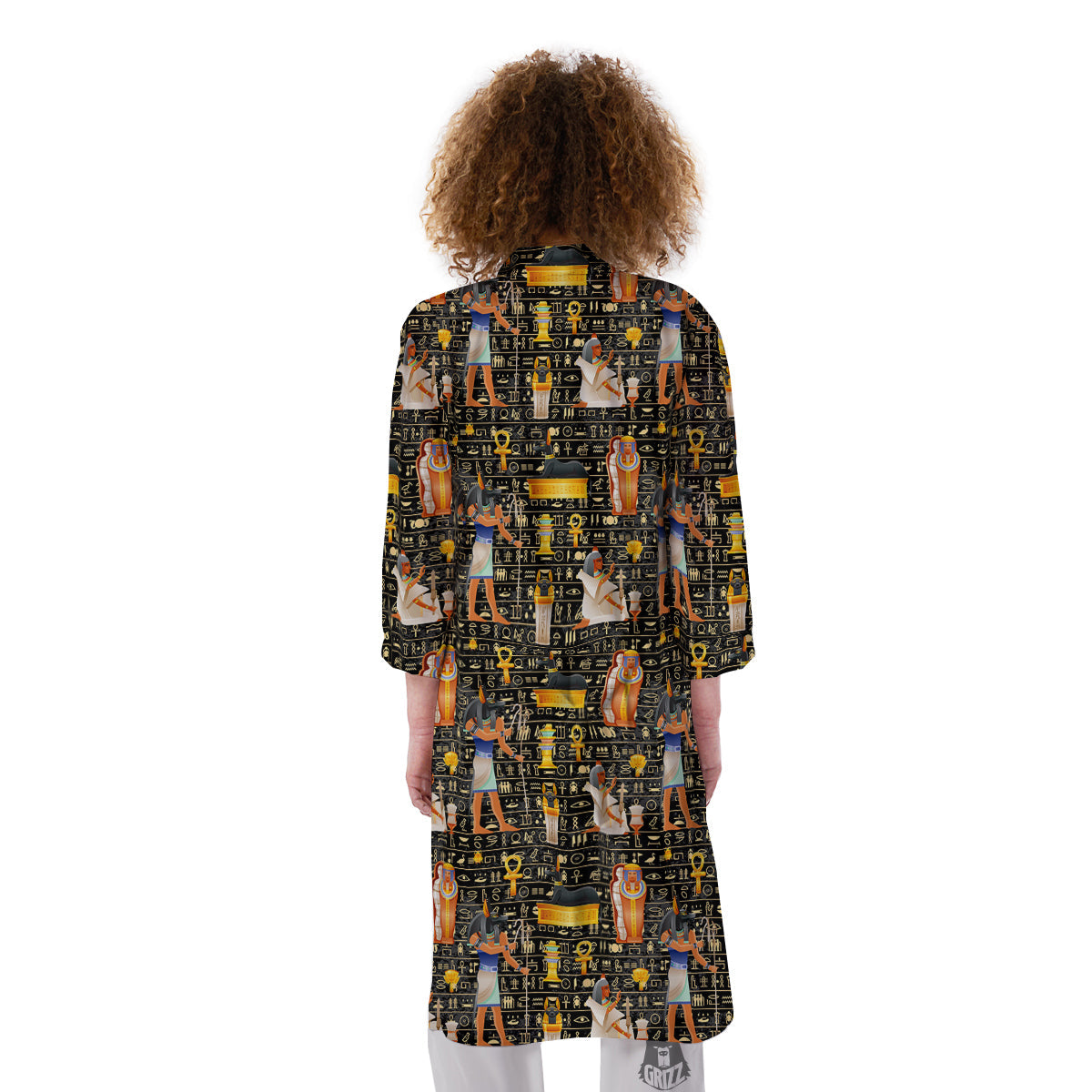 Egyptian Jackal Anubis God Print Pattern Kimono-grizzshop