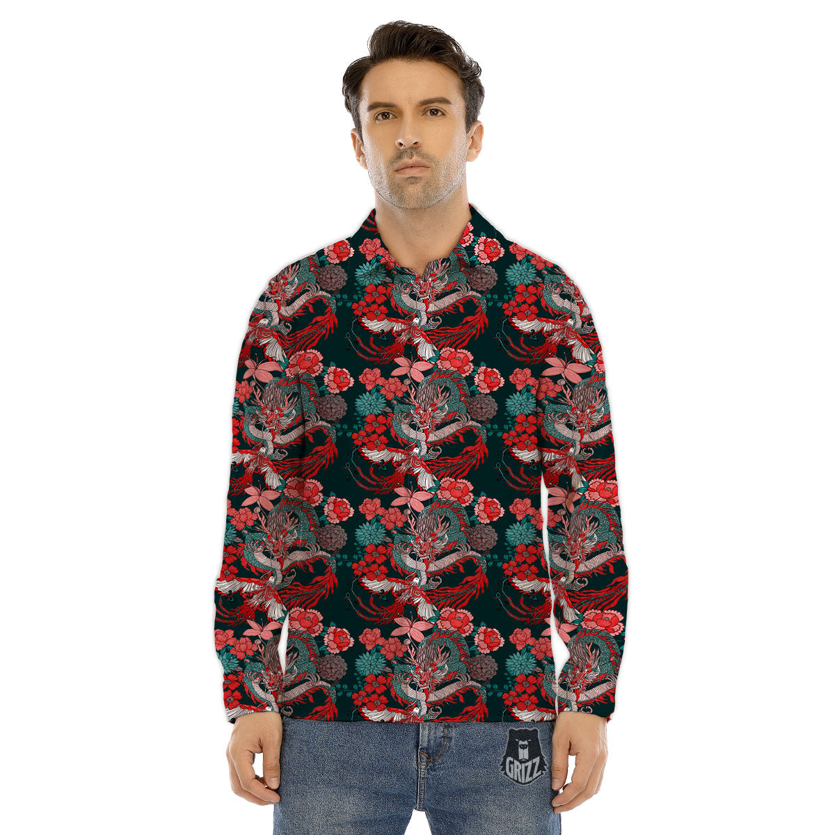 Egyptian Jackal Anubis God Print Pattern Men's Dress Shirts-grizzshop