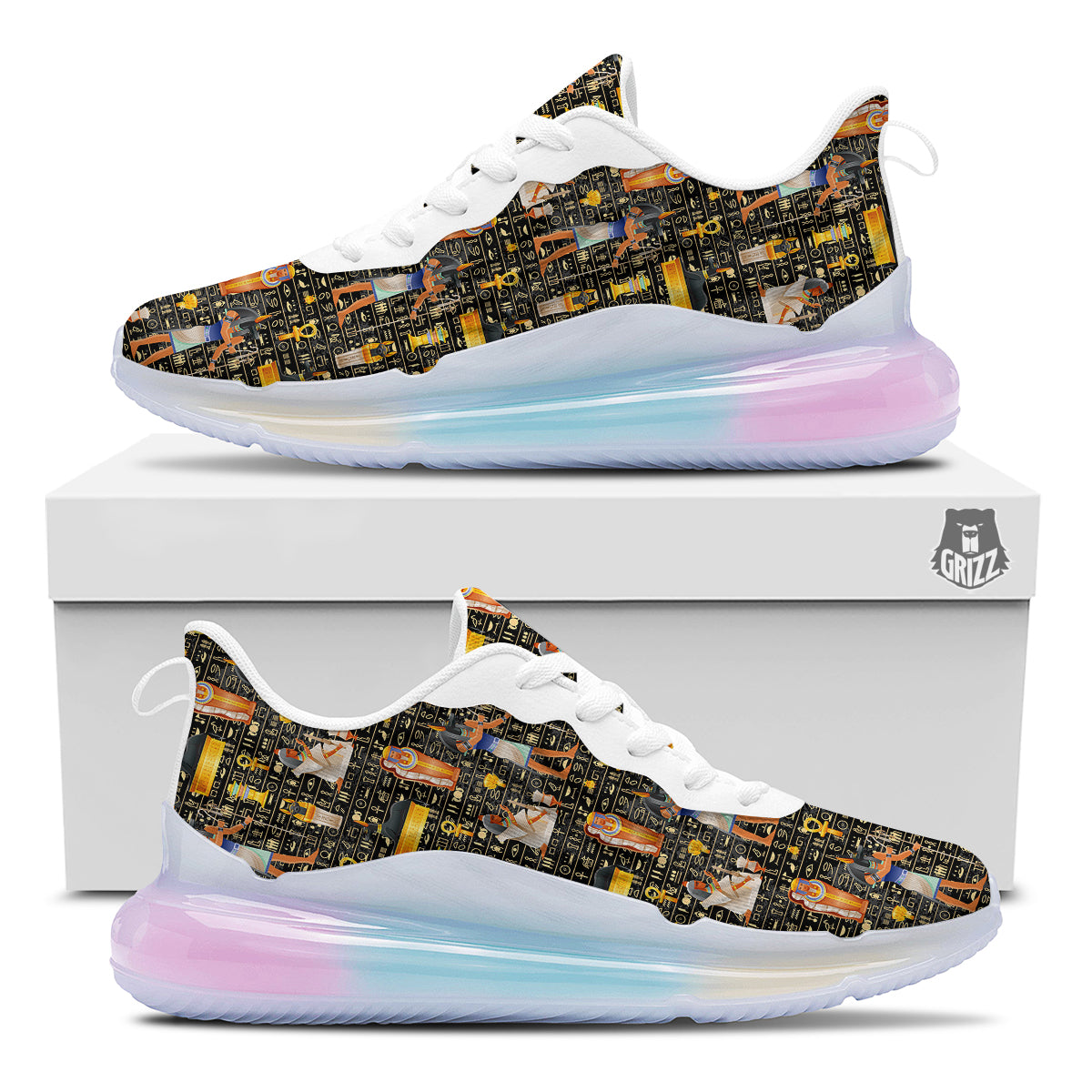 Egyptian Jackal Anubis God Print Pattern Running Sneakers-grizzshop