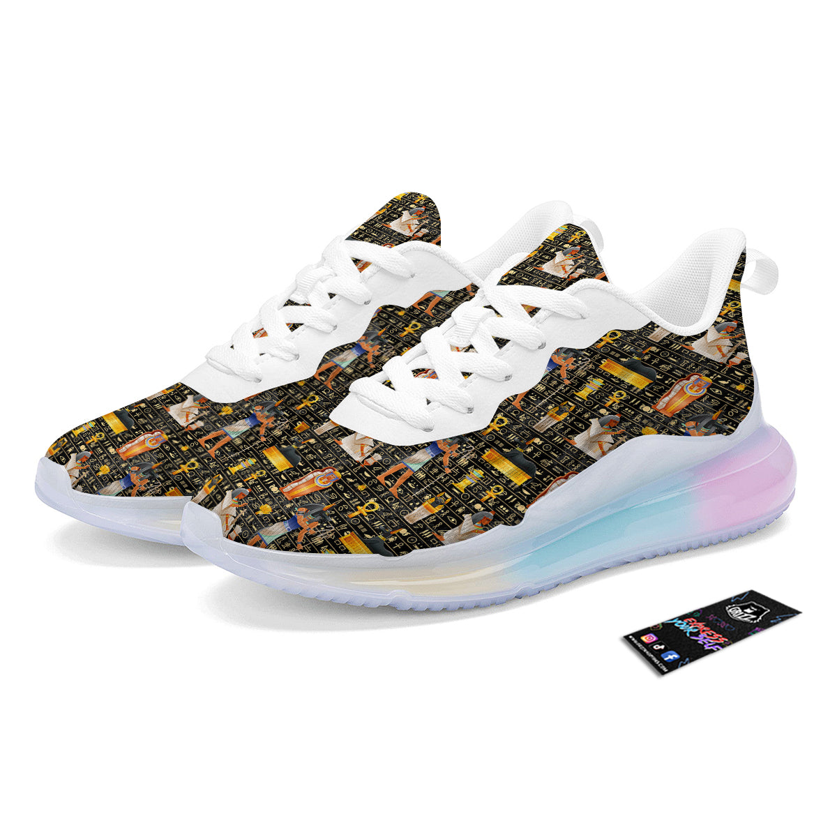 Egyptian Jackal Anubis God Print Pattern Running Sneakers-grizzshop