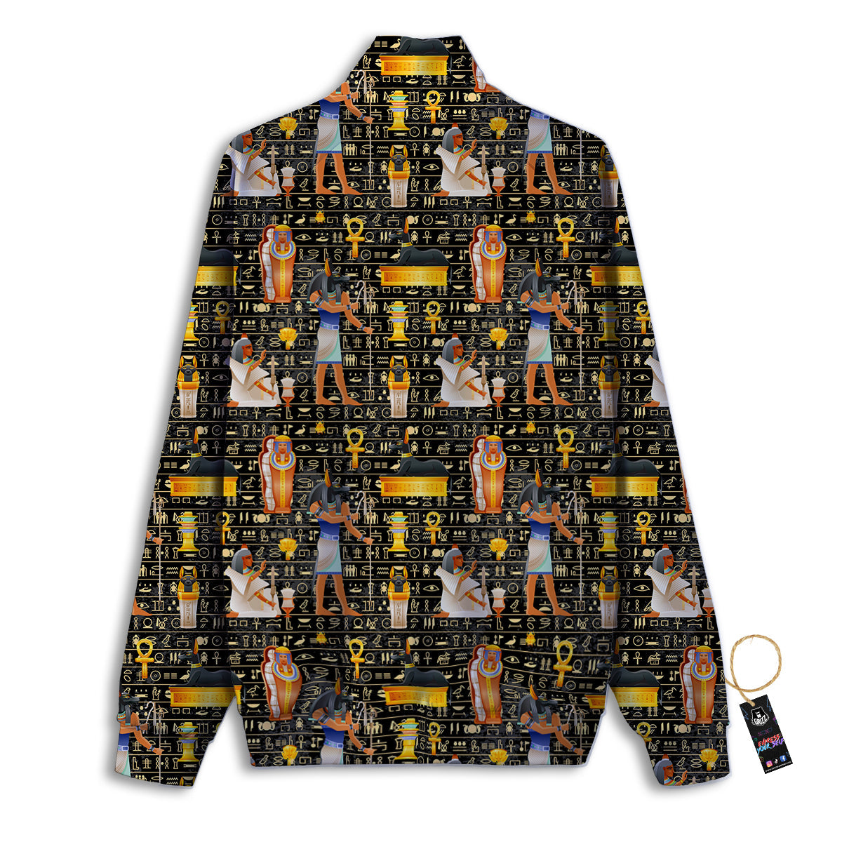 Egyptian Jackal Anubis God Print Pattern Track Jacket-grizzshop