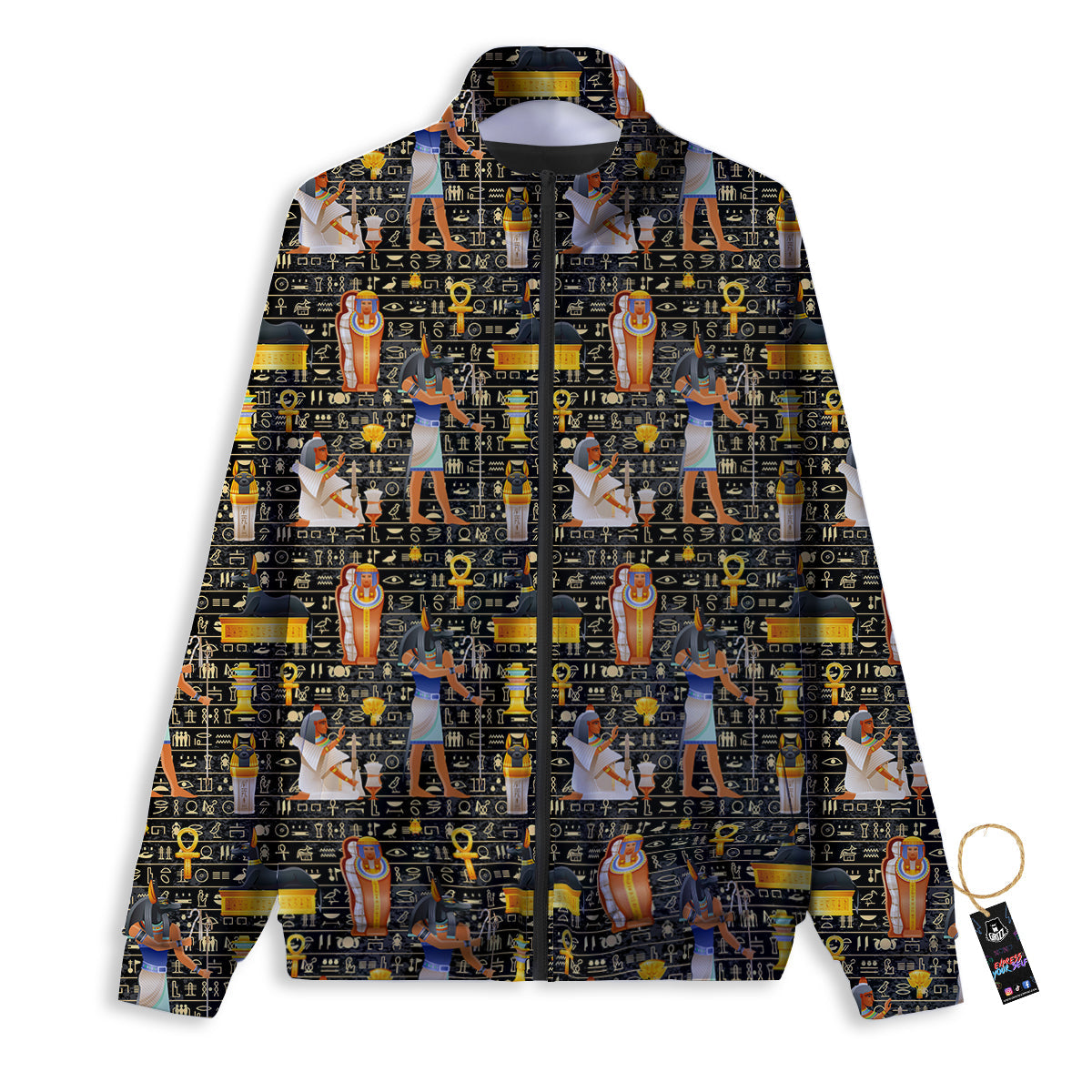Egyptian Jackal Anubis God Print Pattern Track Jacket-grizzshop
