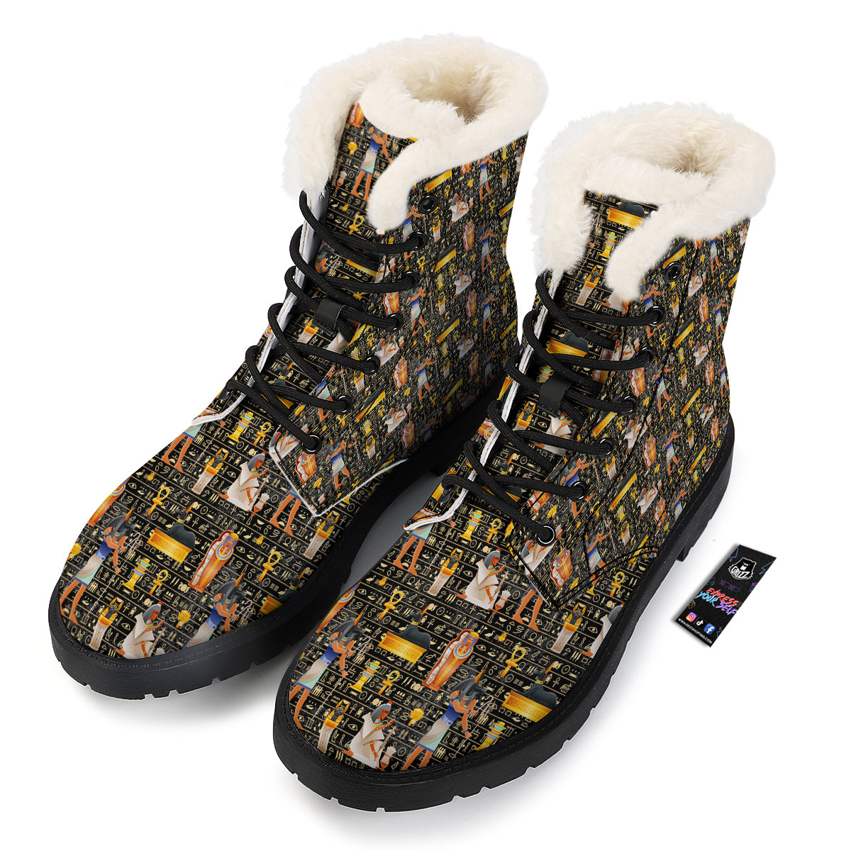 Egyptian Jackal Anubis God Print Pattern Winter Boots-grizzshop