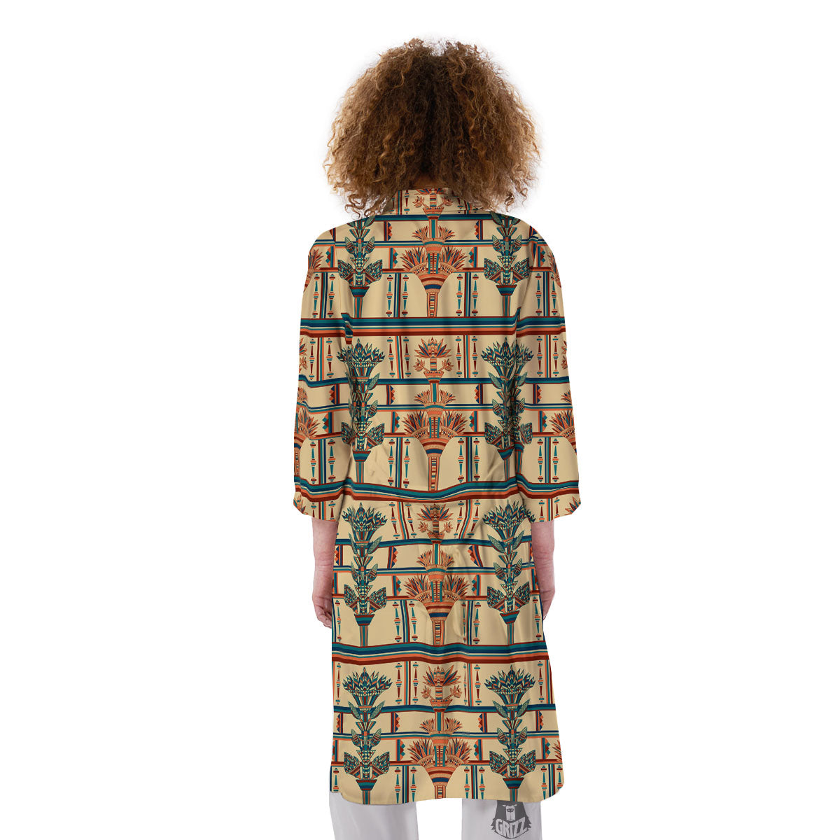 Egyptian Ornament Print Pattern Kimono-grizzshop