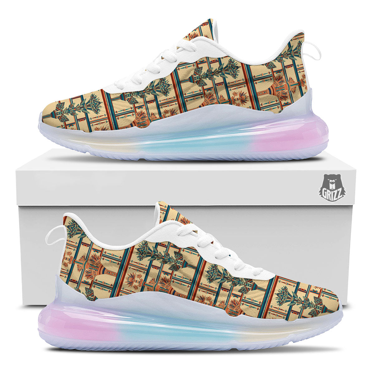 Egyptian Ornament Print Pattern Running Sneakers-grizzshop