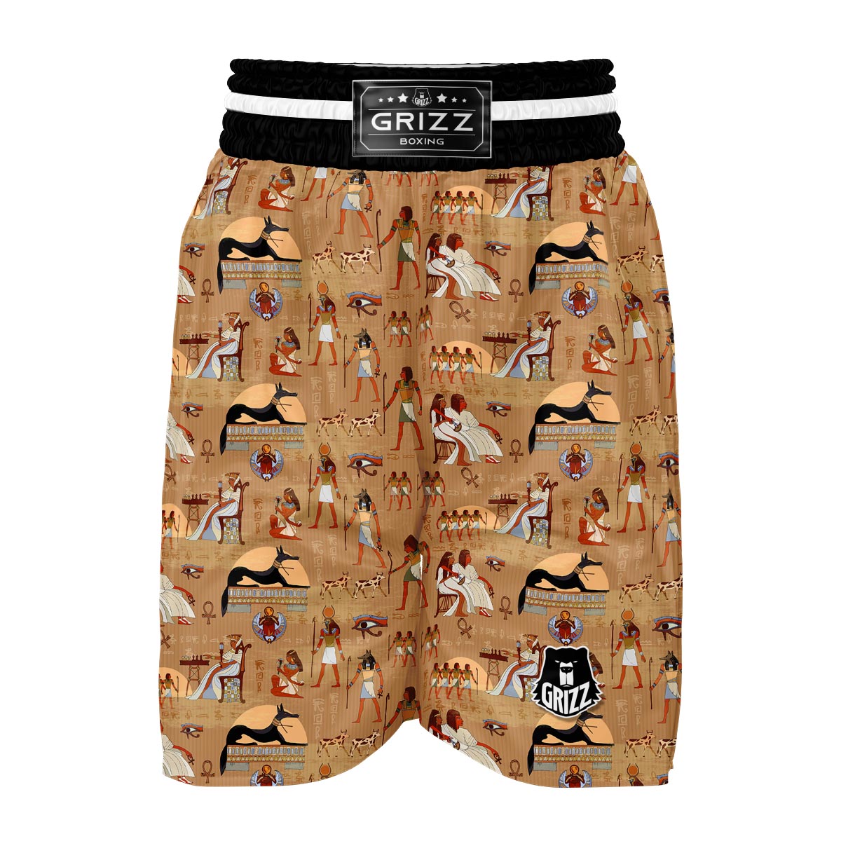 Egyptian Pattern Print Boxing Shorts-grizzshop