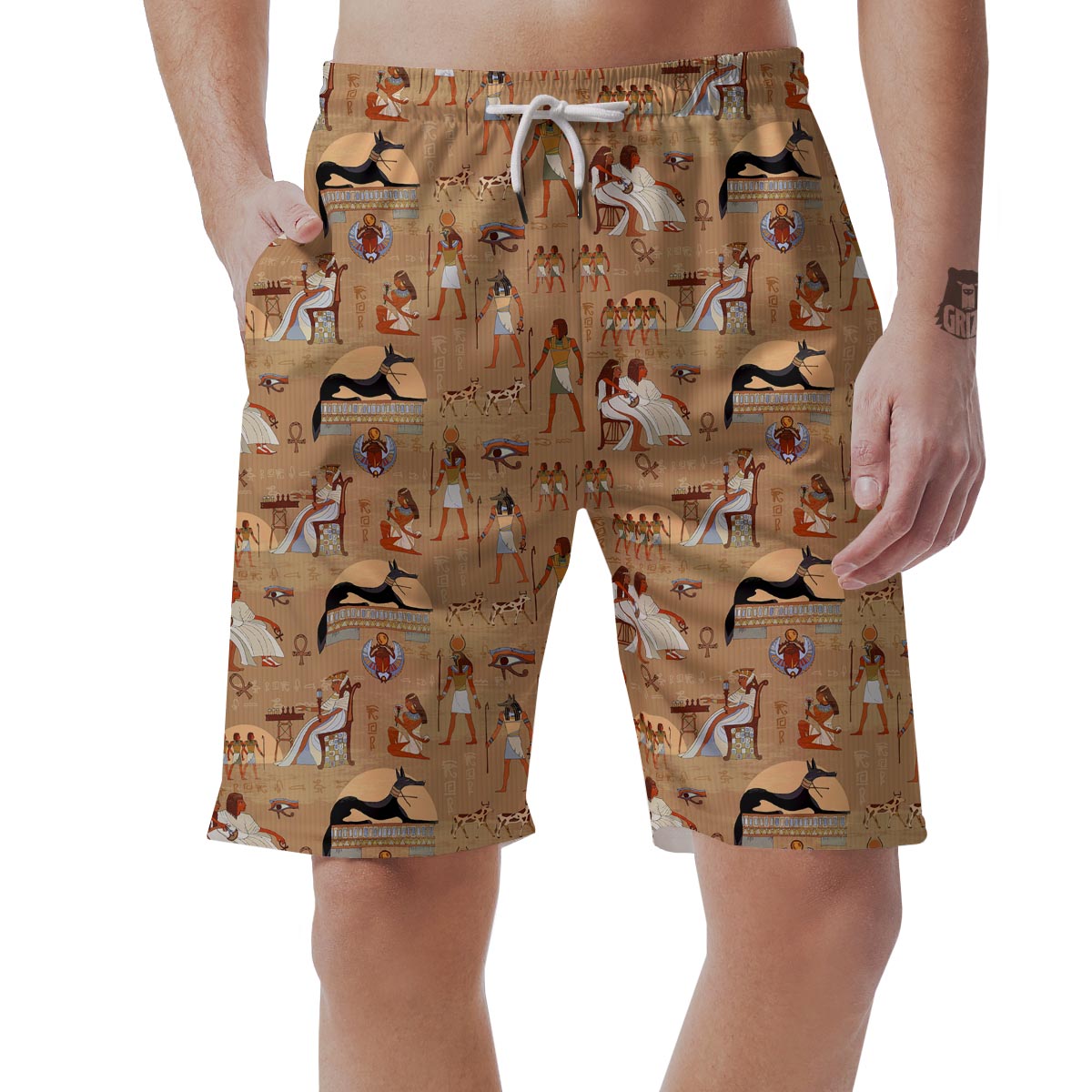 Egyptian Pattern Print Men's Shorts-grizzshop