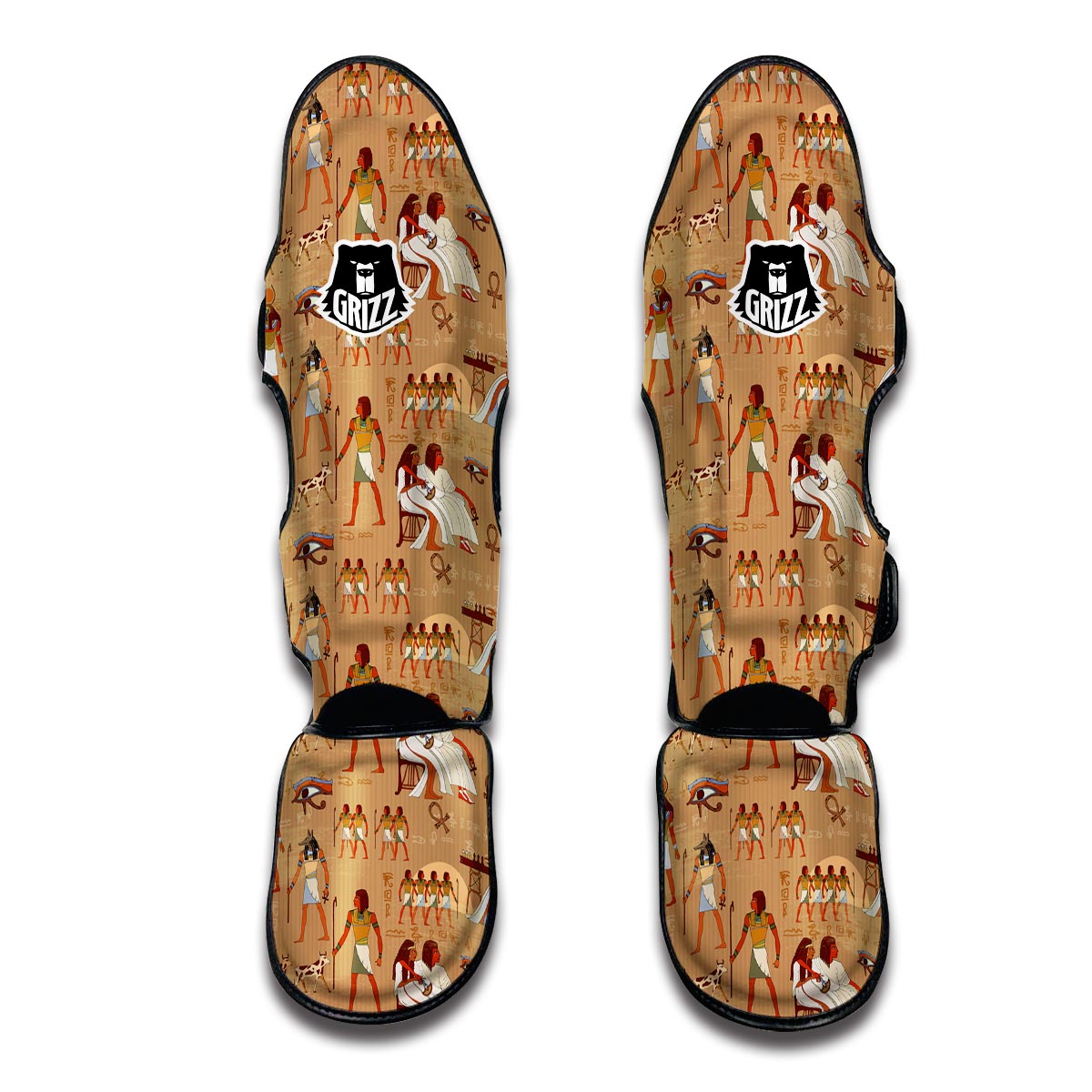 Egyptian Pattern Print Muay Thai Shin Guards-grizzshop