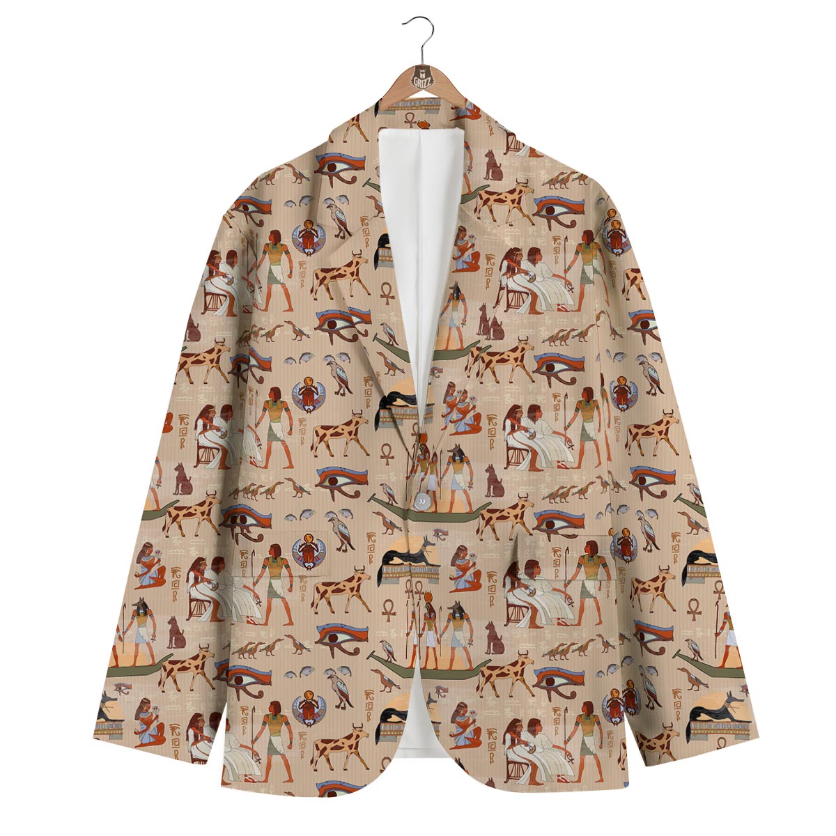 Egyptian Print Paper Pattern Men's Blazer-grizzshop