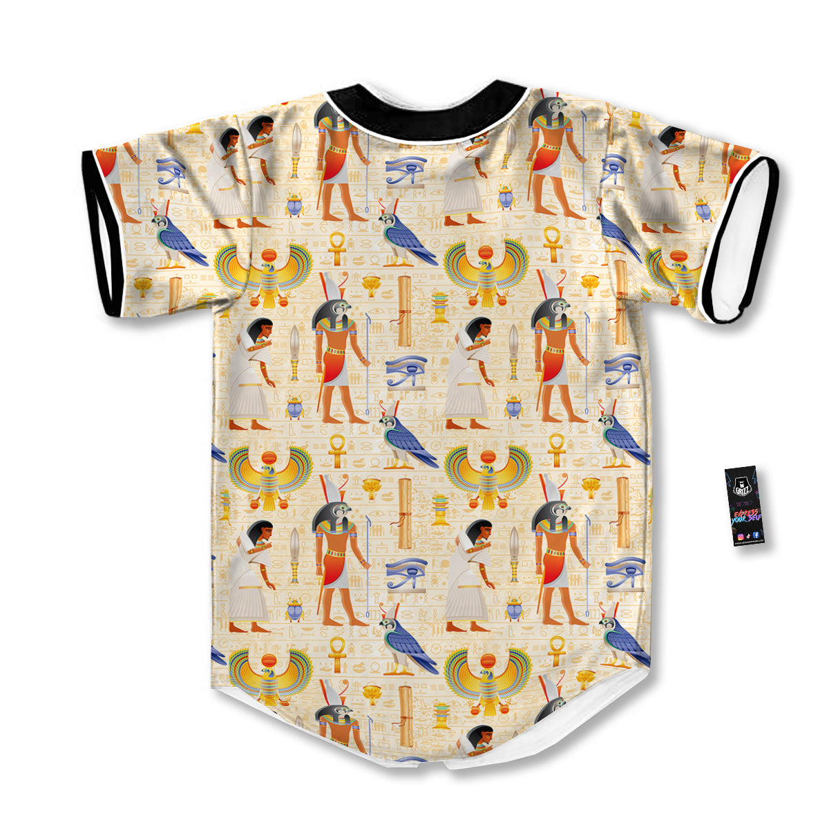Egyptian Print Pattern Baseball Jersey-grizzshop