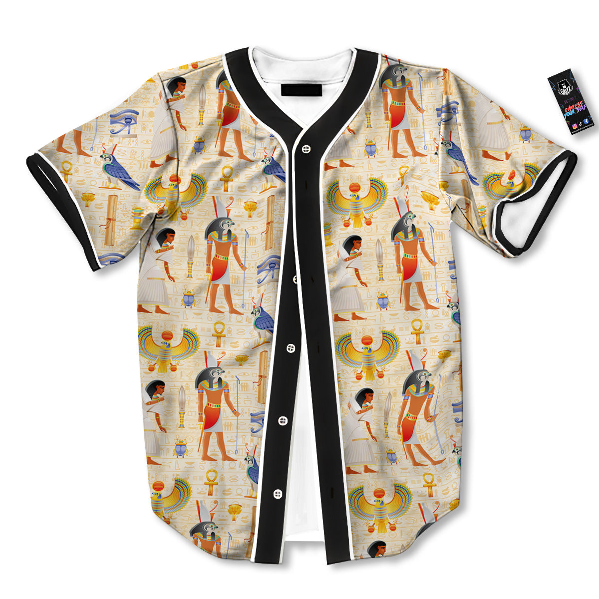 Egyptian Print Pattern Baseball Jersey-grizzshop