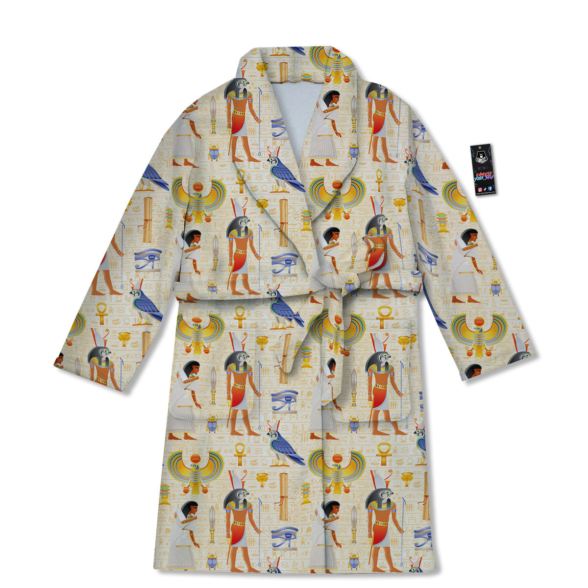 Egyptian Print Pattern Bathrobe-grizzshop