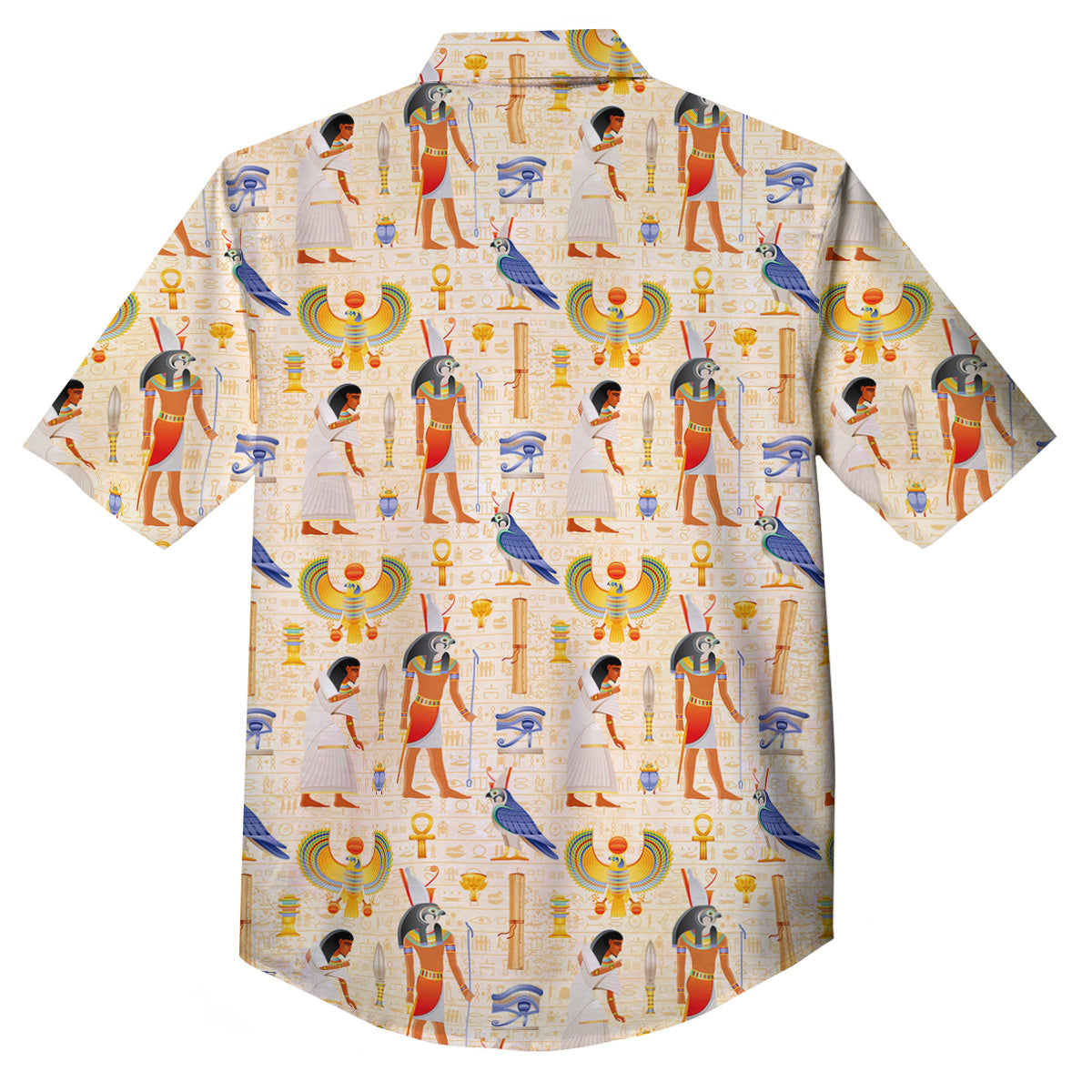 Egyptian Print Pattern Button Up Shirt-grizzshop