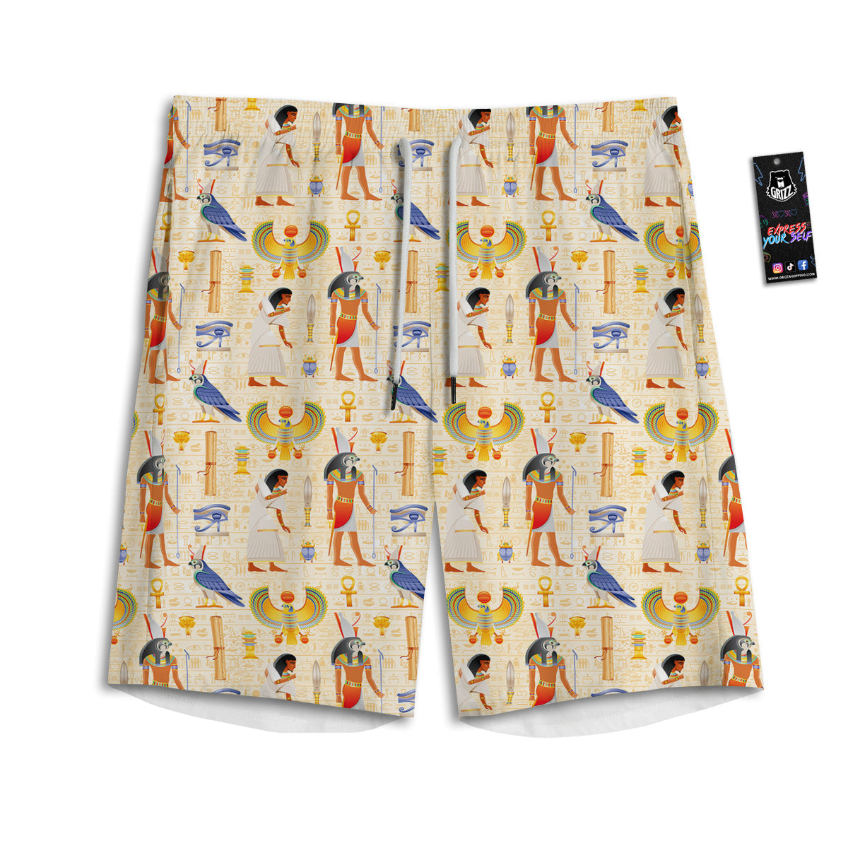 Egyptian Print Pattern Men's Athletic Shorts