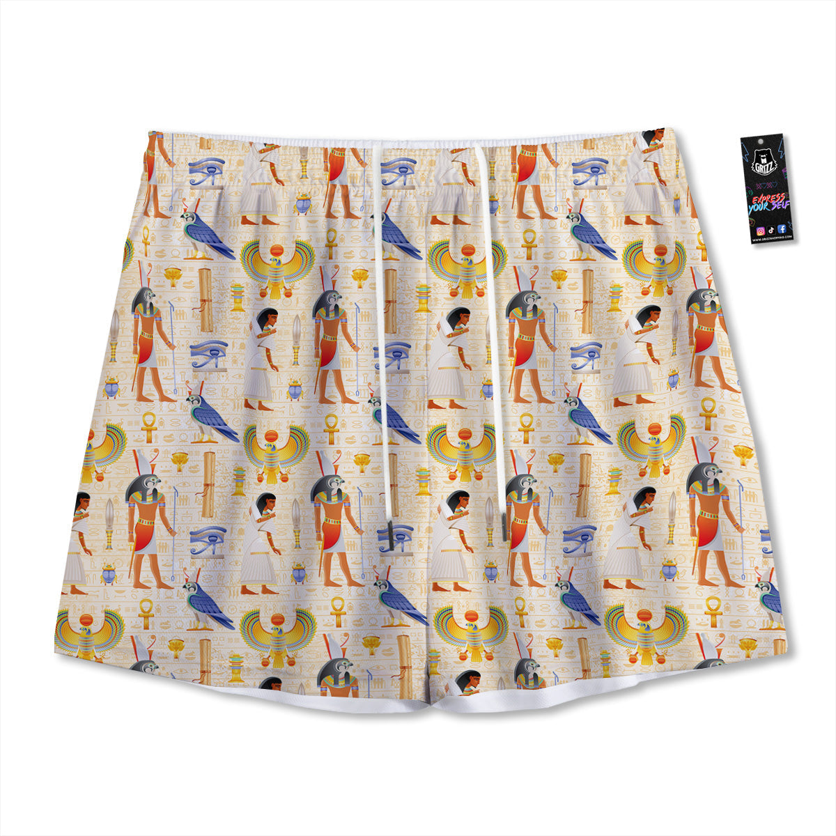 Grizzly Bear Print Pattern Mesh Shorts