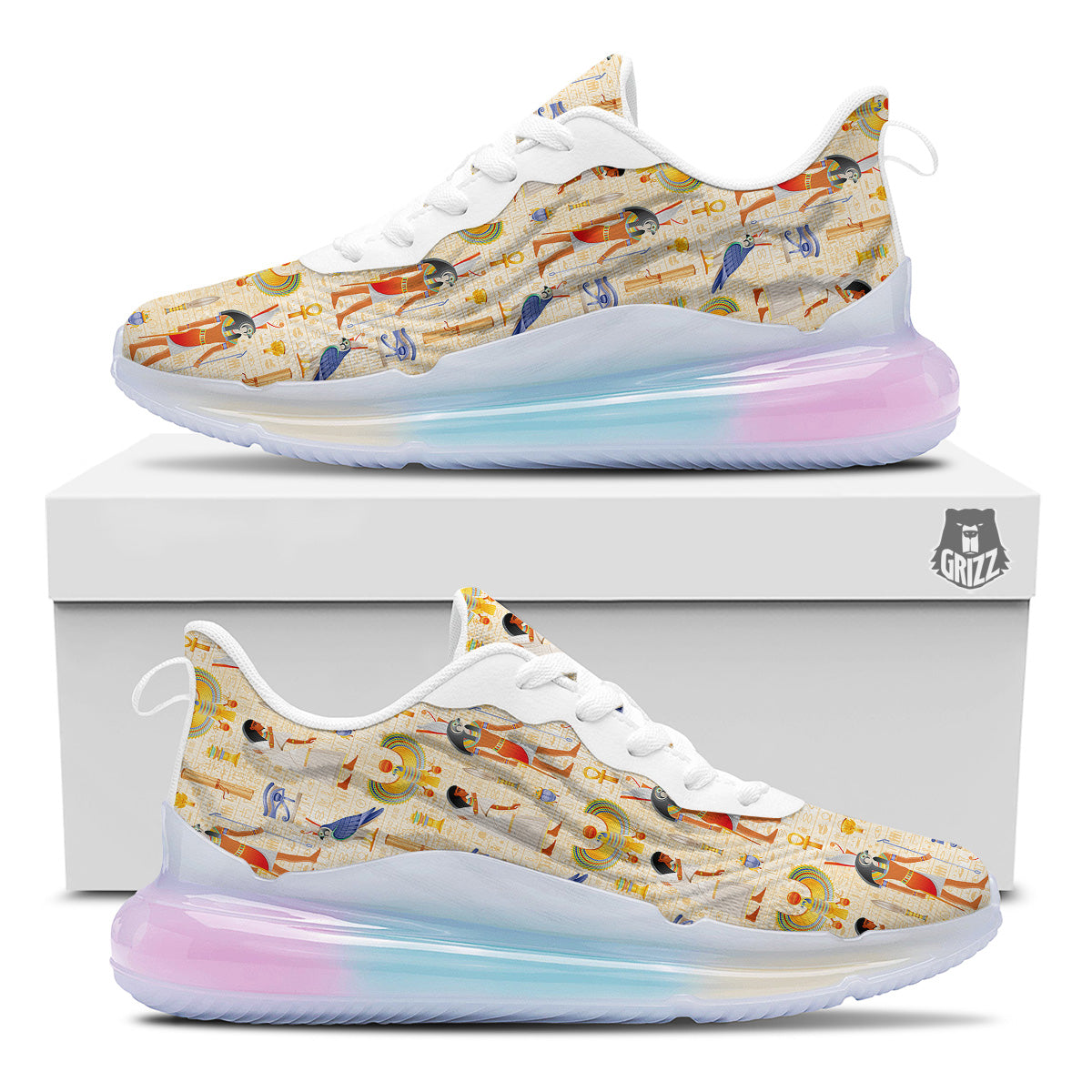 Egyptian Print Pattern Running Sneakers-grizzshop