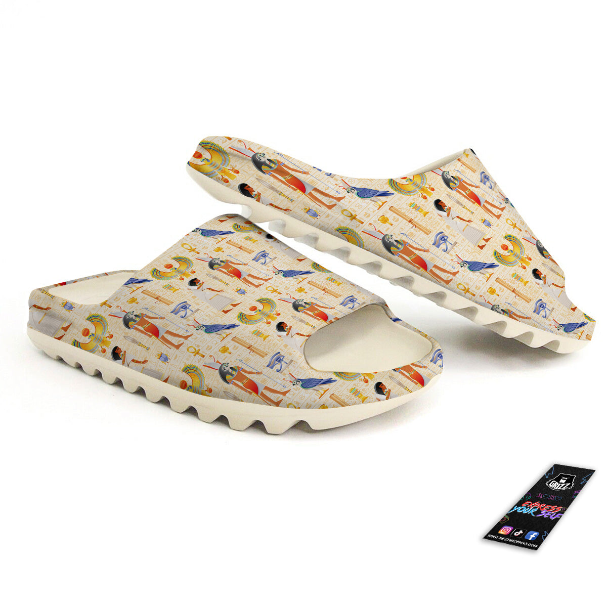 Egyptian Print Pattern Sandals-grizzshop