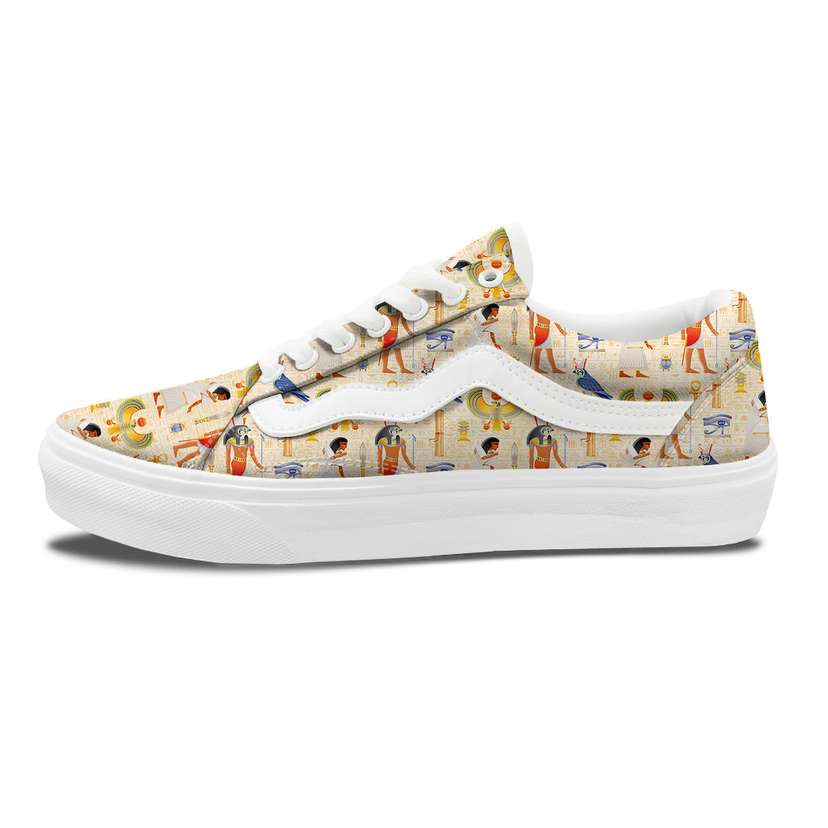 Egyptian Print Pattern Skate Shoes-grizzshop