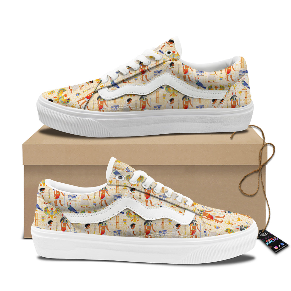 Egyptian Print Pattern Skate Shoes-grizzshop