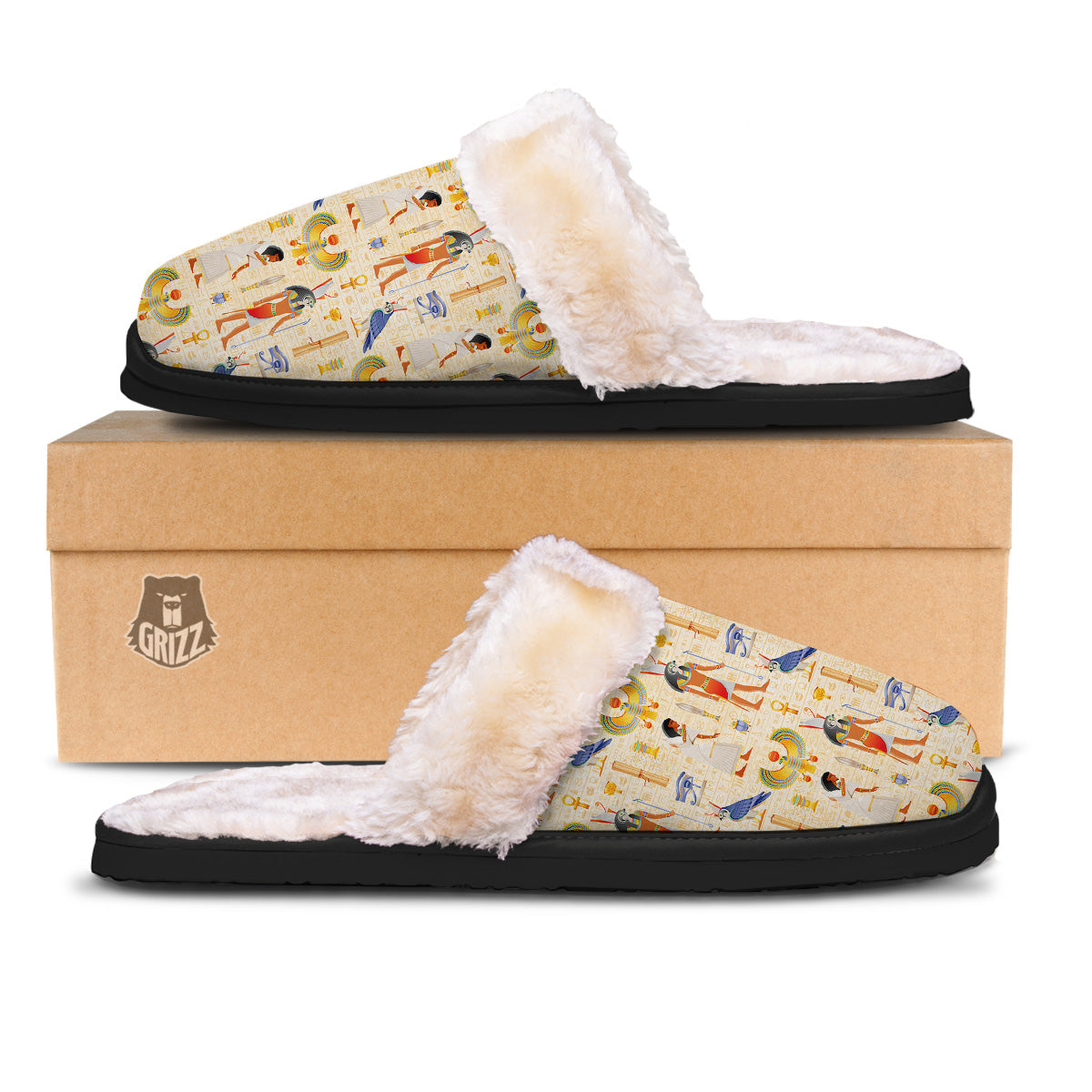 Egyptian Print Pattern Slippers-grizzshop