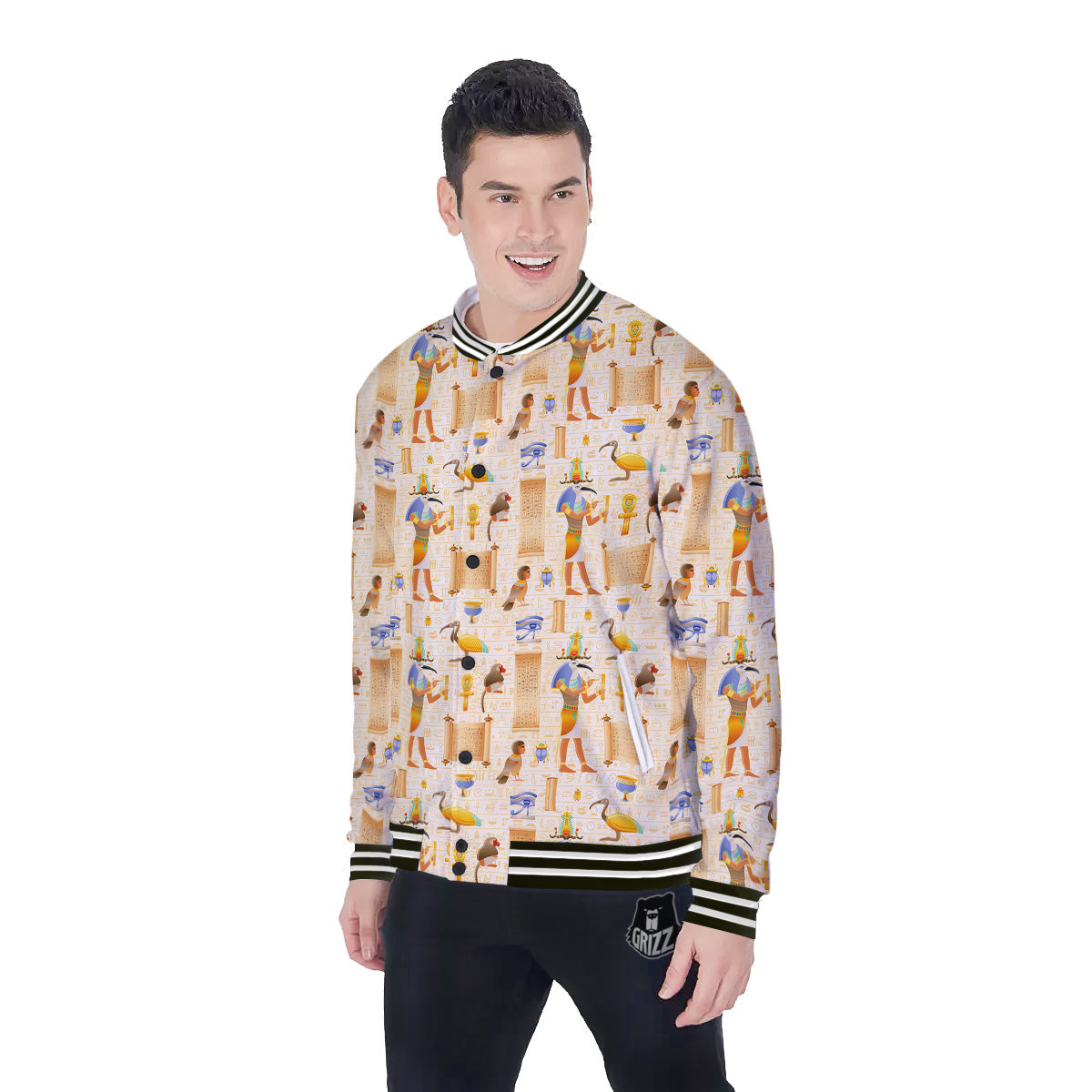 Egyptian Thoth Print Pattern Baseball Jacket-grizzshop