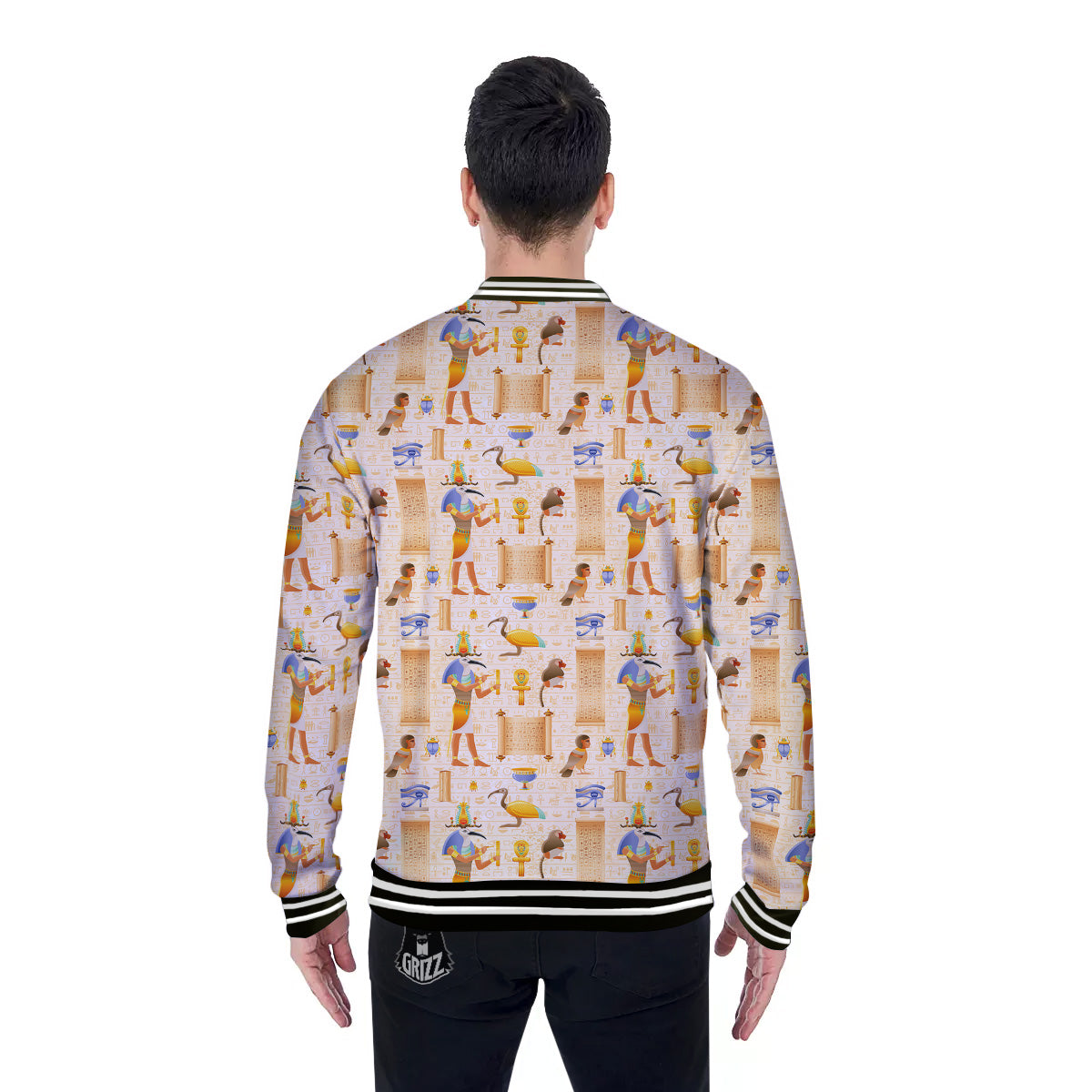 Egyptian Thoth Print Pattern Baseball Jacket-grizzshop