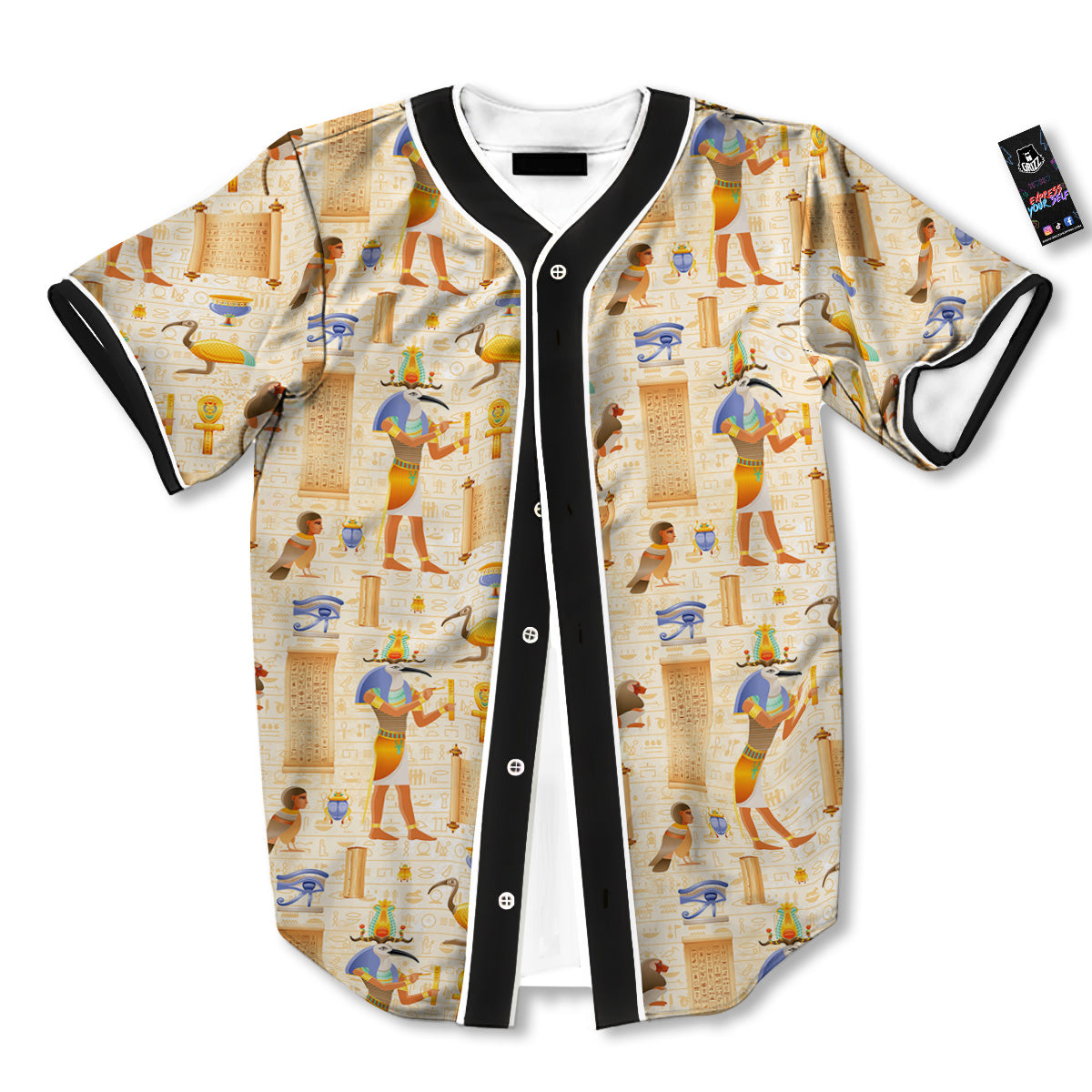 Egyptian Thoth Print Pattern Baseball Jersey-grizzshop