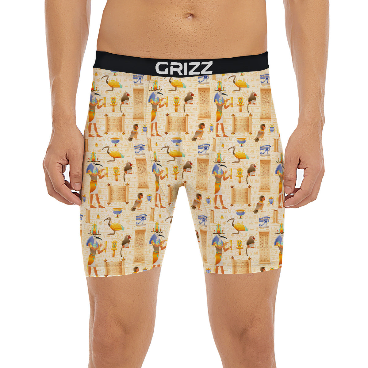 Egyptian Thoth Print Pattern Boxer Briefs-grizzshop