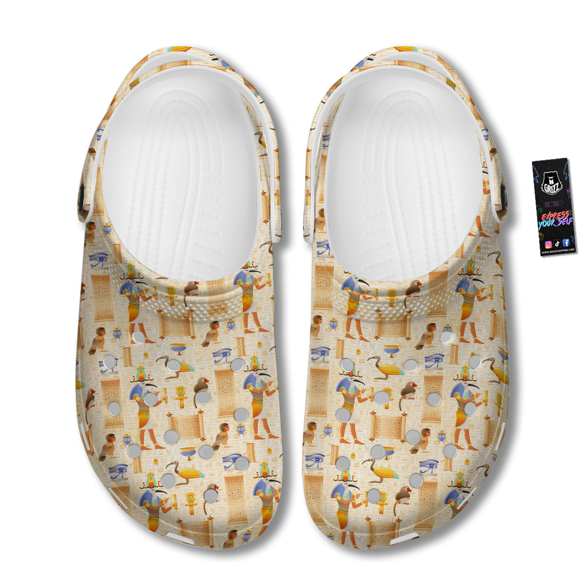 Egyptian Thoth Print Pattern Clog-grizzshop