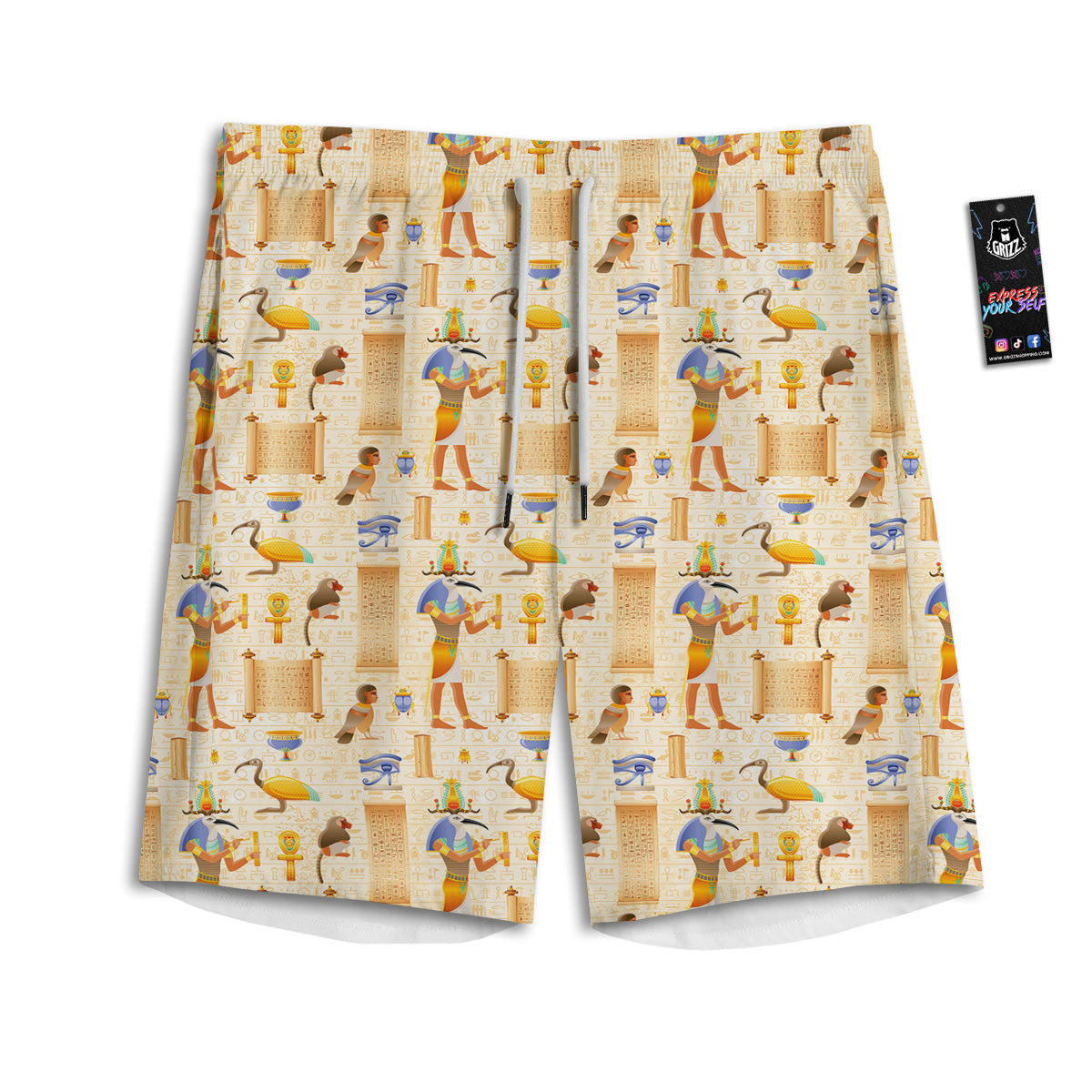 Egyptian Thoth Print Pattern Men's Athletic Shorts