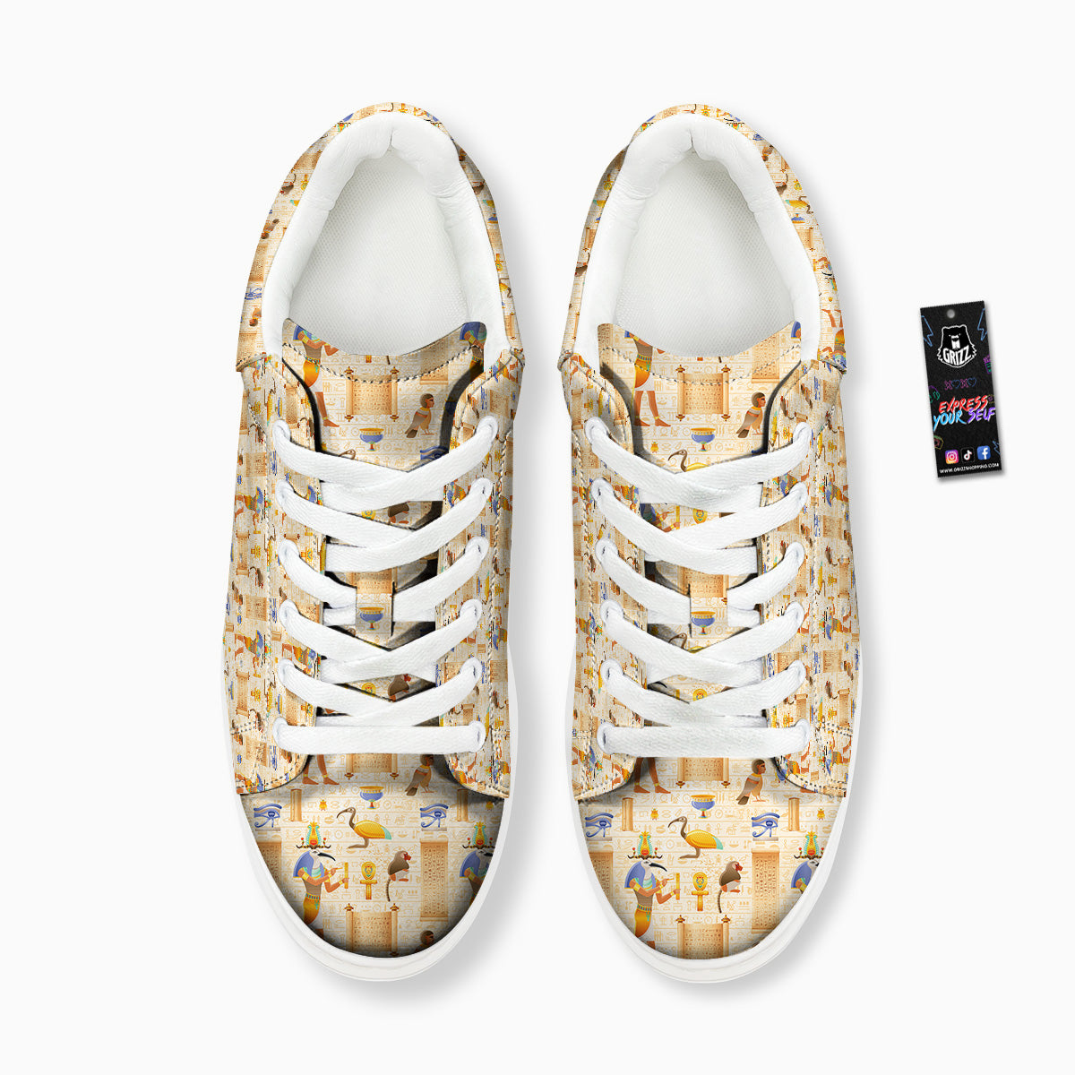 Egyptian Thoth Print Pattern Platform Shoes-grizzshop