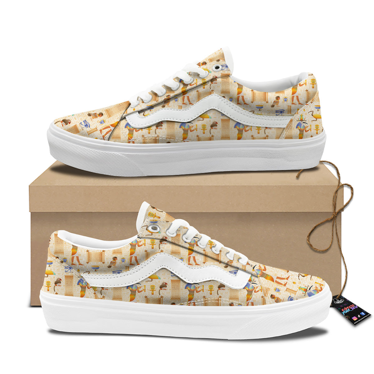 Egyptian Thoth Print Pattern Skate Shoes-grizzshop