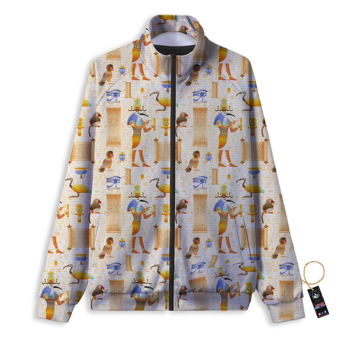 Egyptian Thoth Print Pattern Track Jacket-grizzshop
