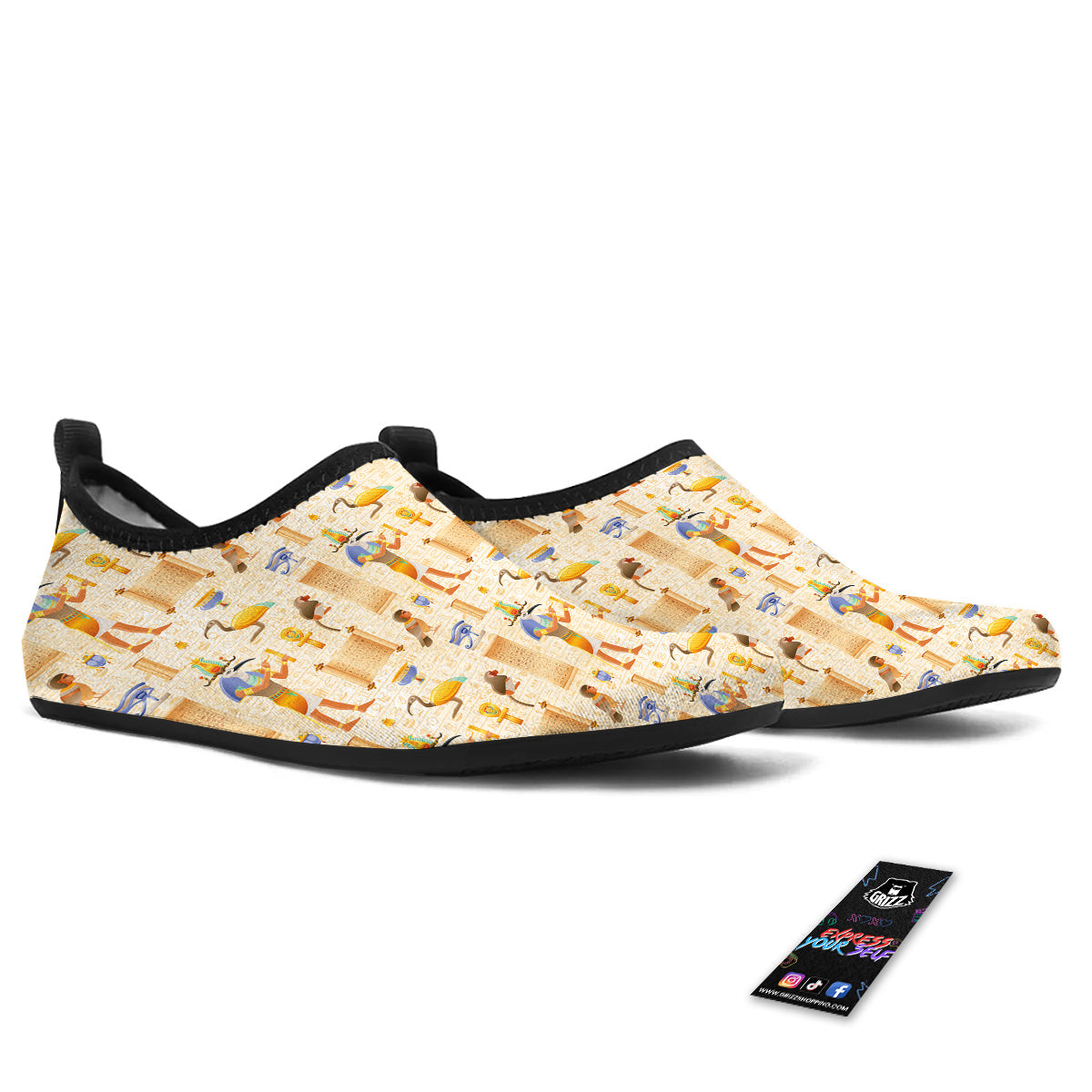 Egyptian Thoth Print Pattern Water Shoes-grizzshop