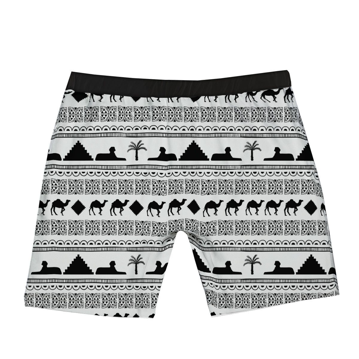 Egyptian White And Black Print Pattern Boxer Briefs-grizzshop