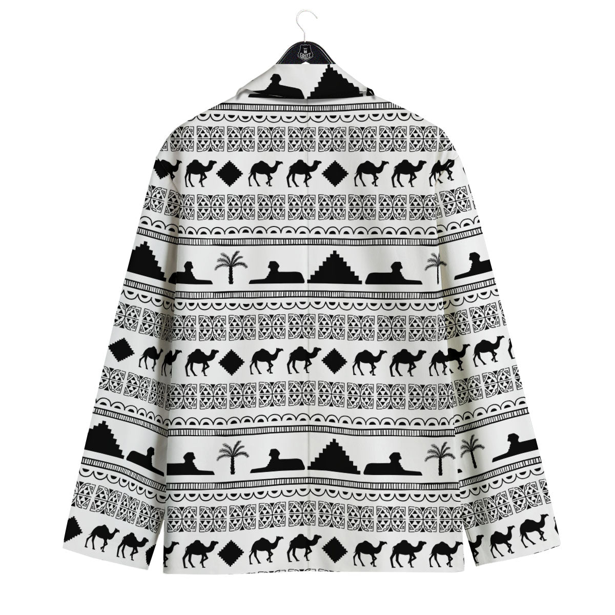 Egyptian White And Black Print Pattern Men's Sport Coat-grizzshop