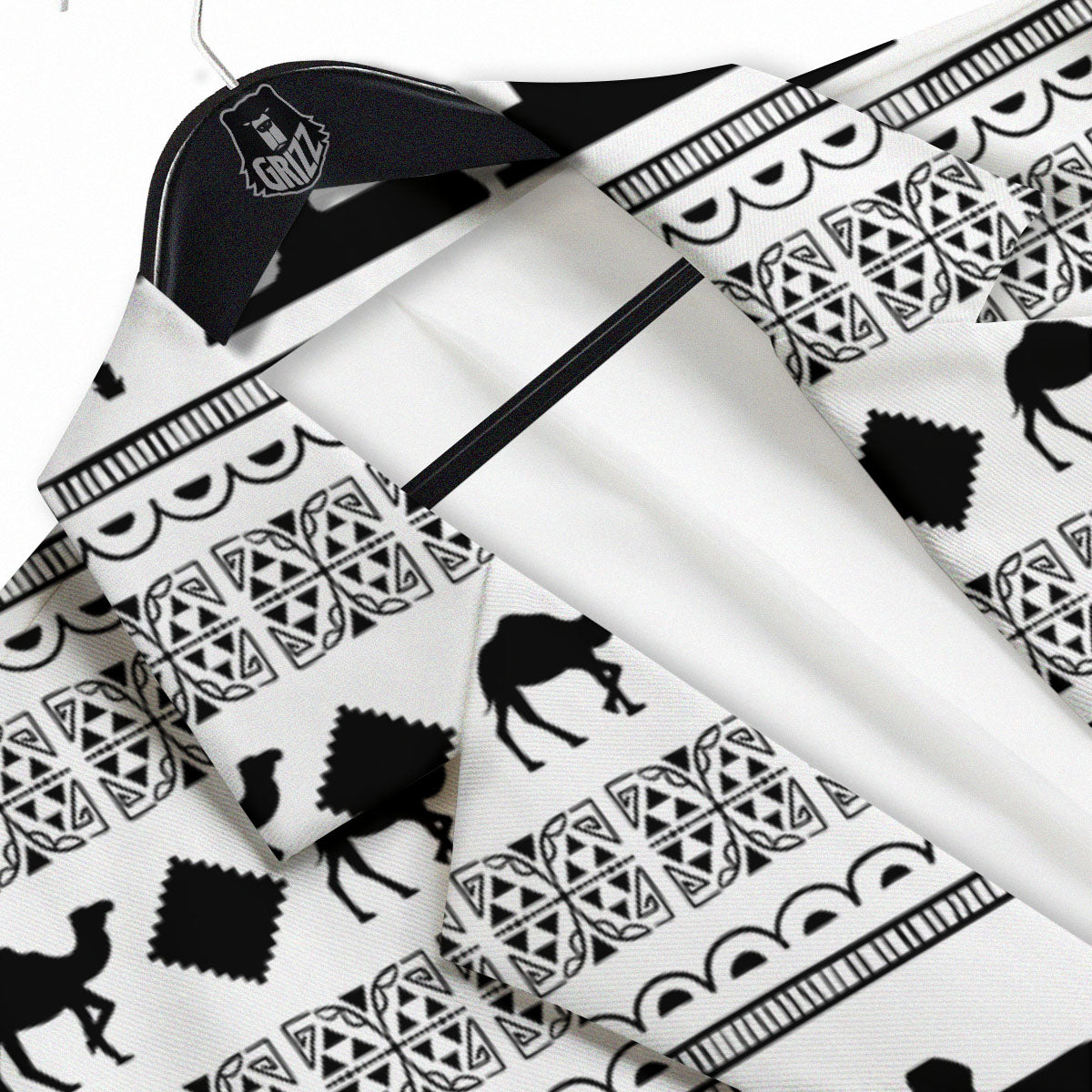 Egyptian White And Black Print Pattern Men's Sport Coat-grizzshop