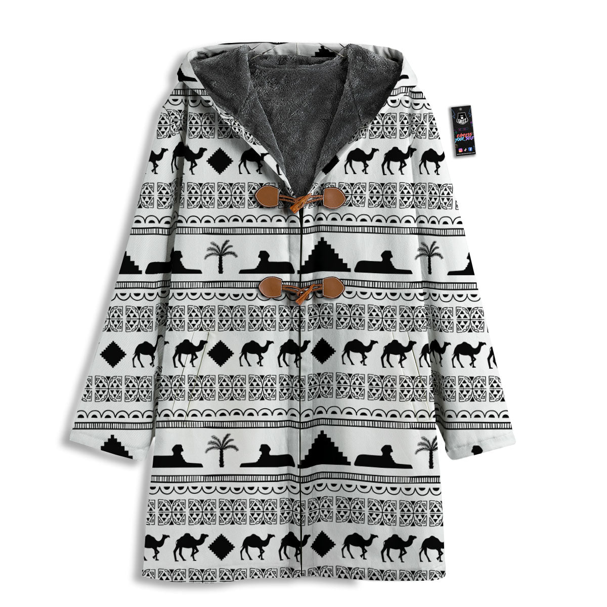 Egyptian White And Black Print Pattern Men's Windbreaker Jacket-grizzshop
