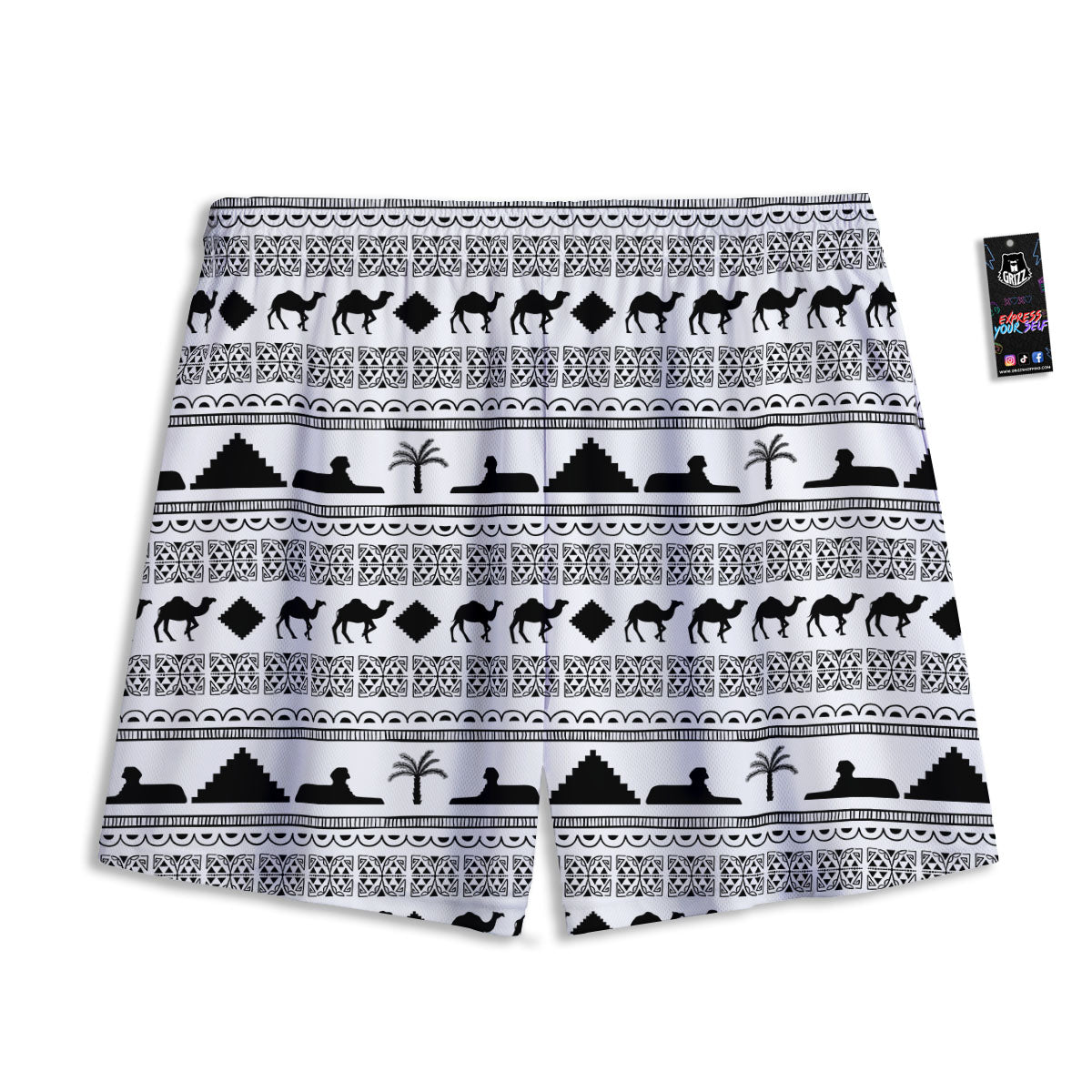 Fox With Glasses Print Pattern Mesh Shorts