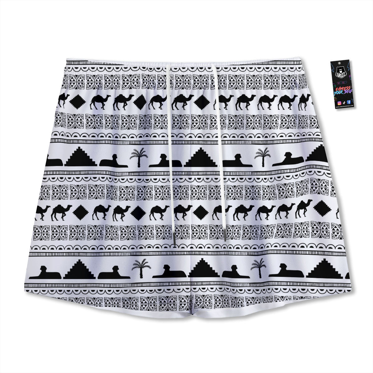 Fox With Glasses Print Pattern Mesh Shorts