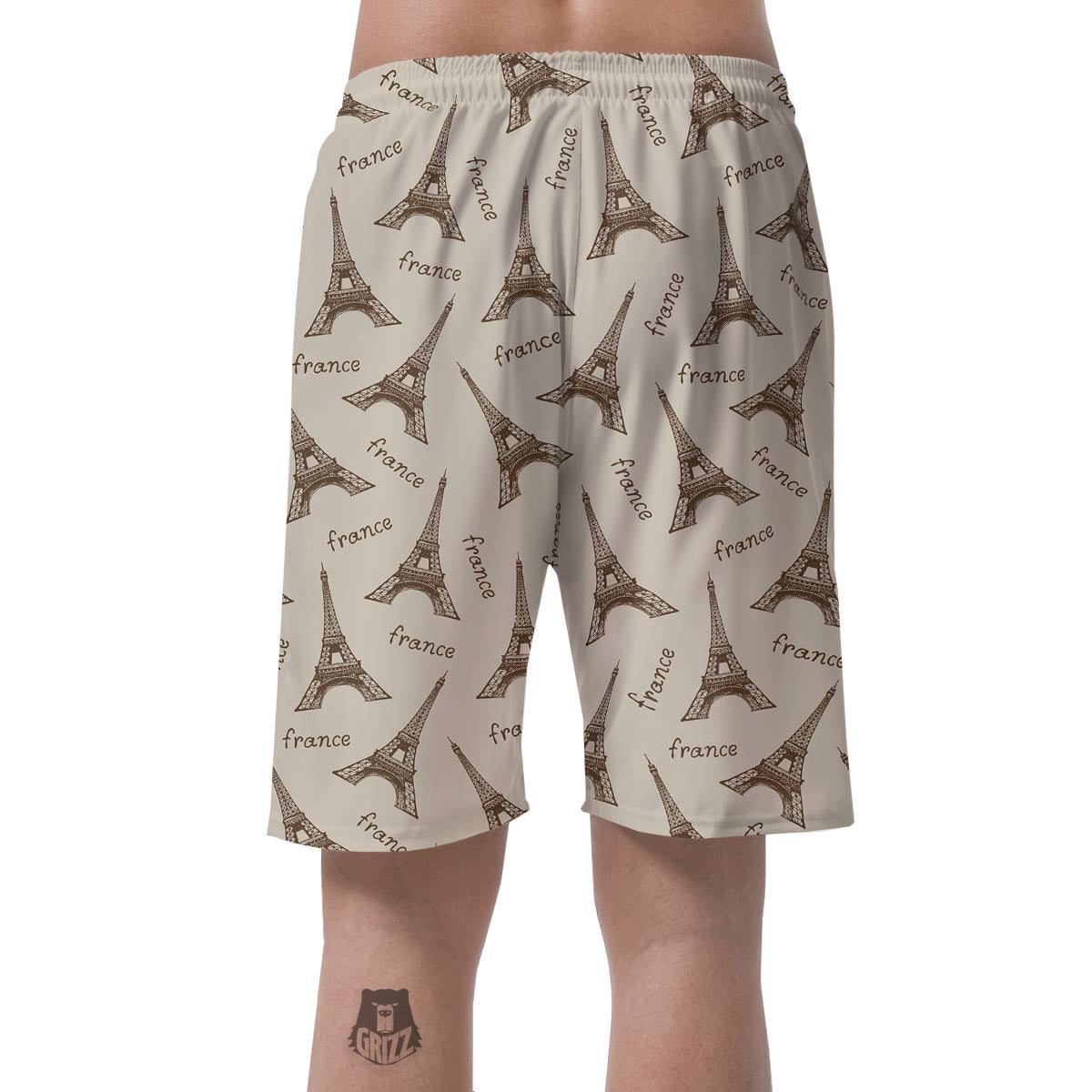 Eiffel Tower Pattern Print Men's Shorts-grizzshop