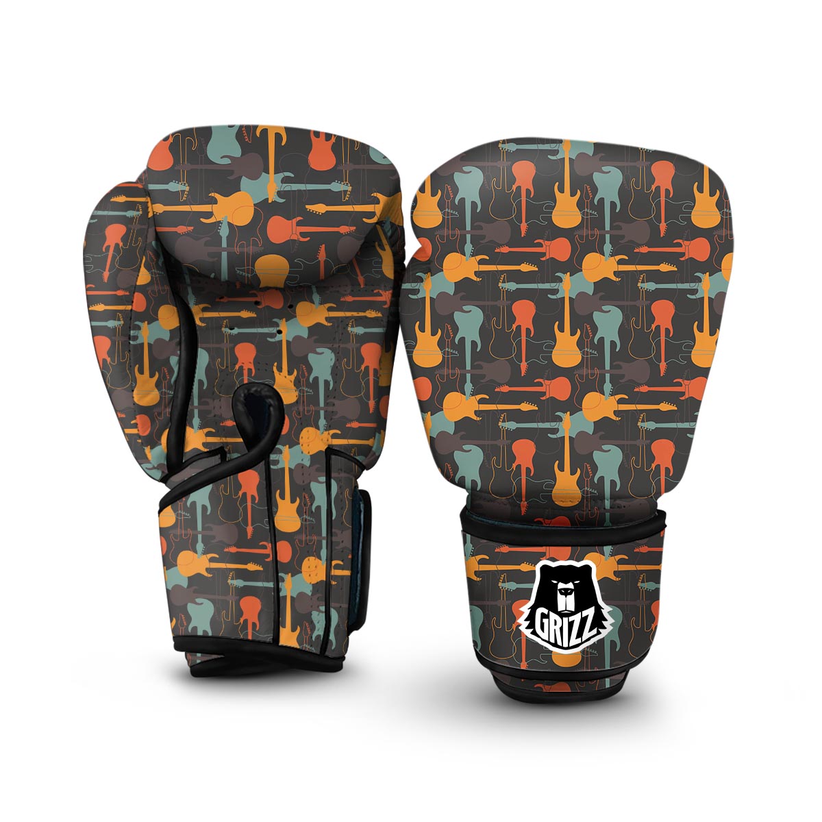 Electric Guitar Colorful Pattern Print Boxing Gloves-grizzshop