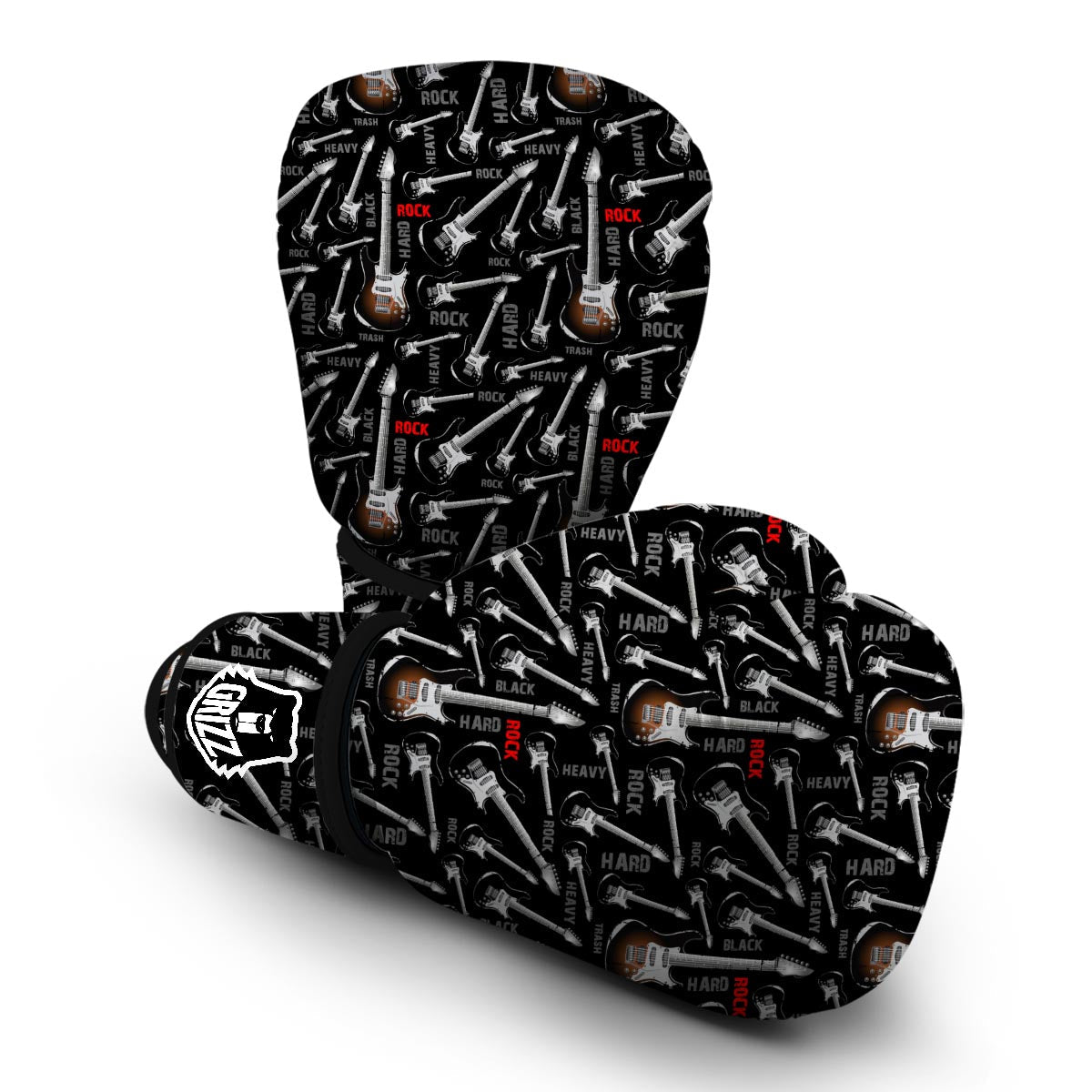 Electric Guitar Pattern Print Boxing Gloves-grizzshop