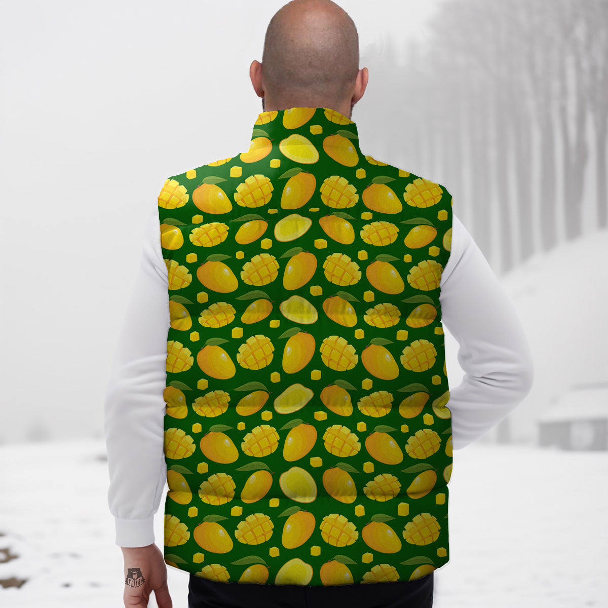 Electric Guitar Pattern Print Down Vest-grizzshop