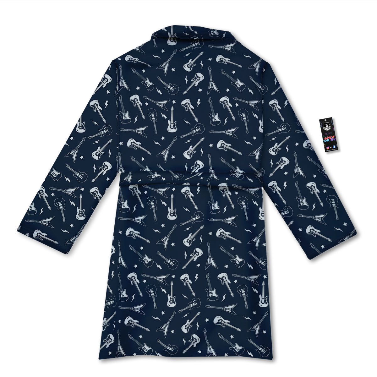 Electric Guitar Print Pattern Bathrobe-grizzshop